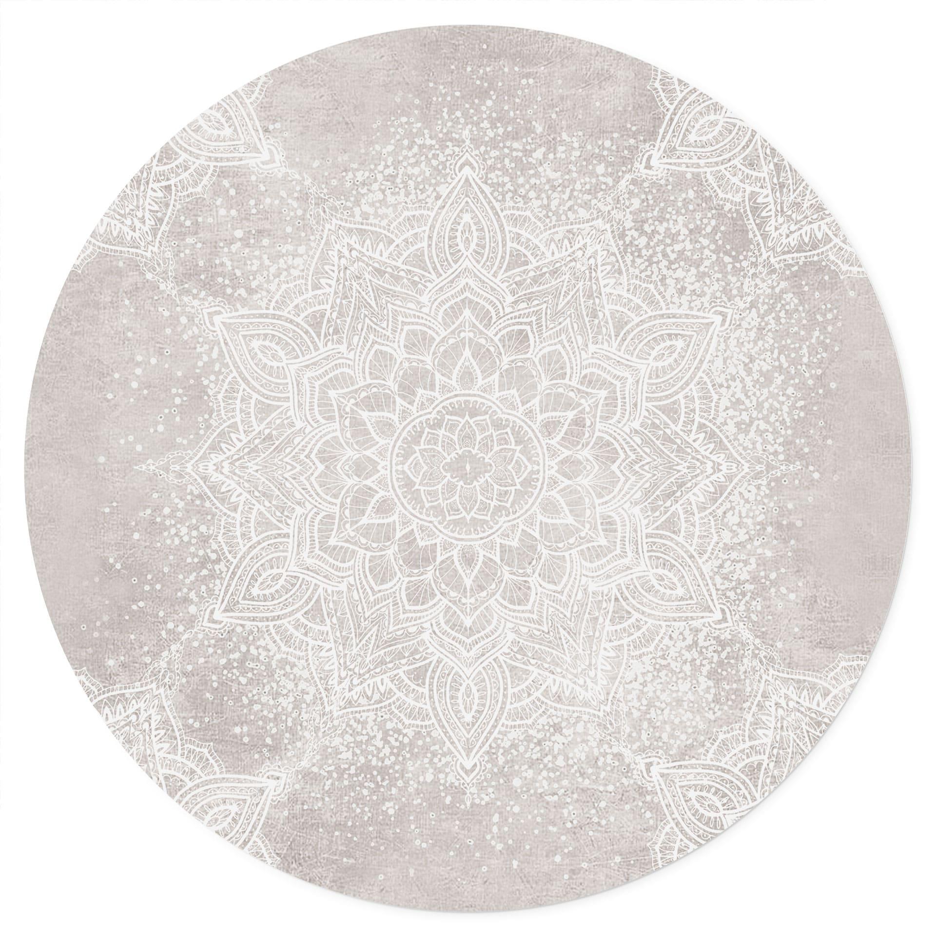 Adesivo murale Mandala delicato su grigio-beige - Bloomery Decor - Rotondo