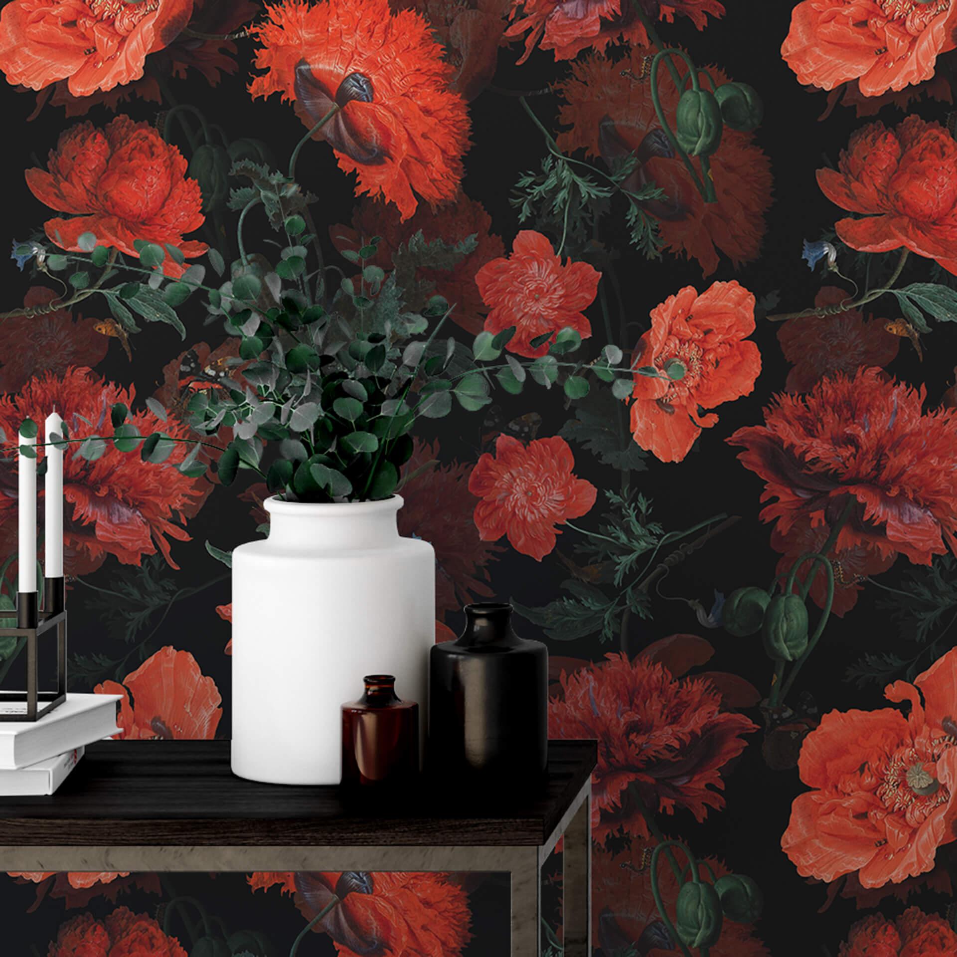 Carta da parati a motivi UN Designs - Fiori rossi