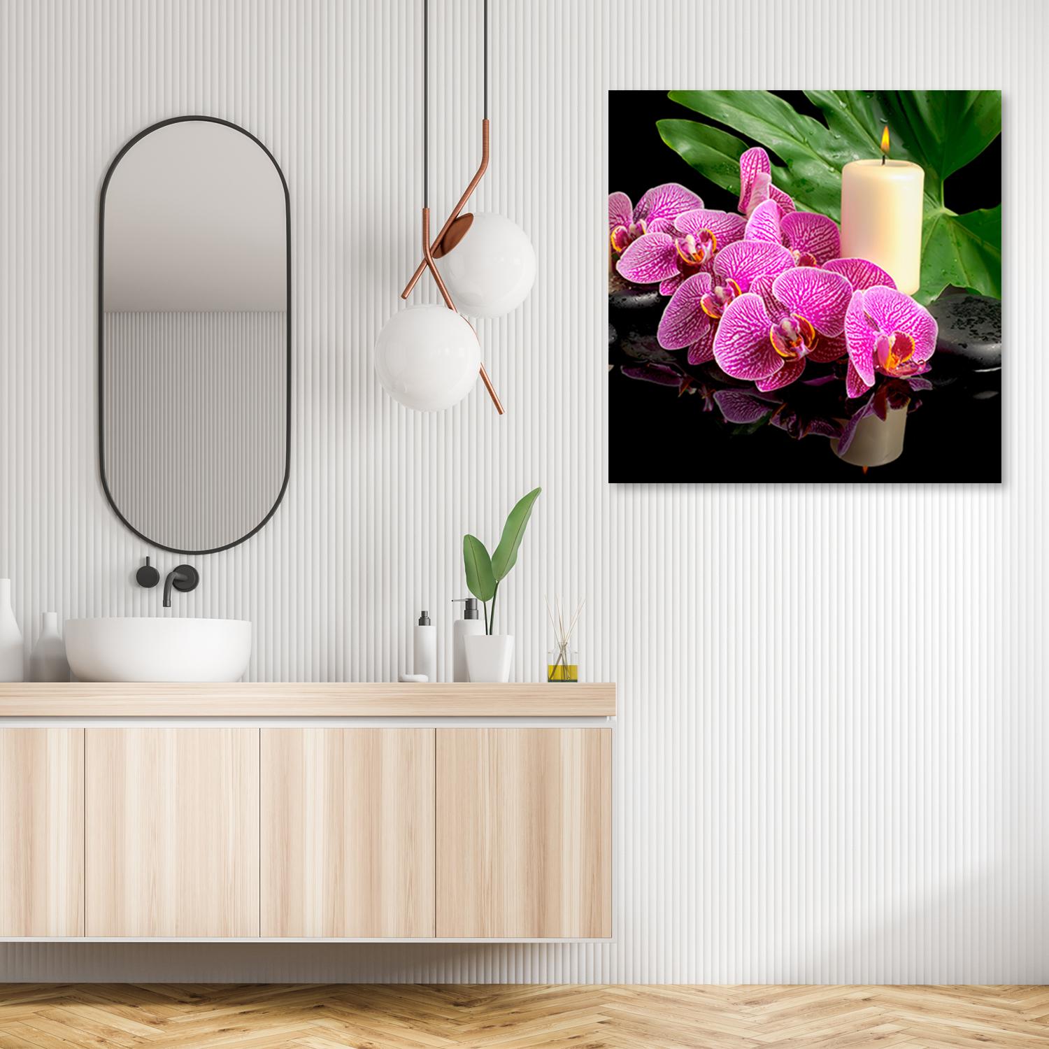 Canvasbillede, Lyserøde orkidélys
