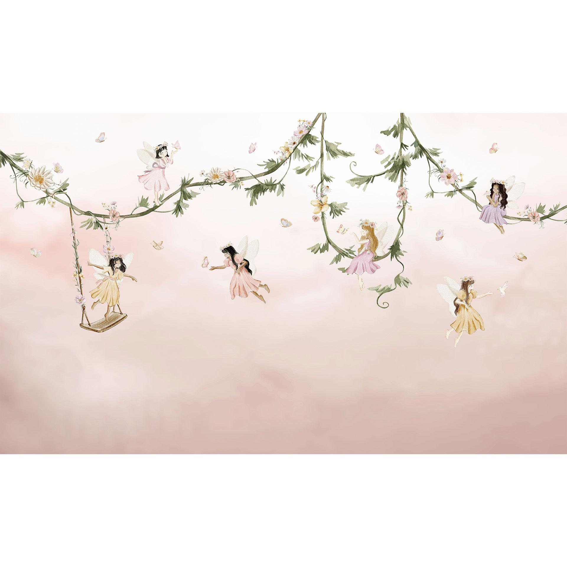 Fotobehang Elfjes boven roze wolken - Oliver Robins