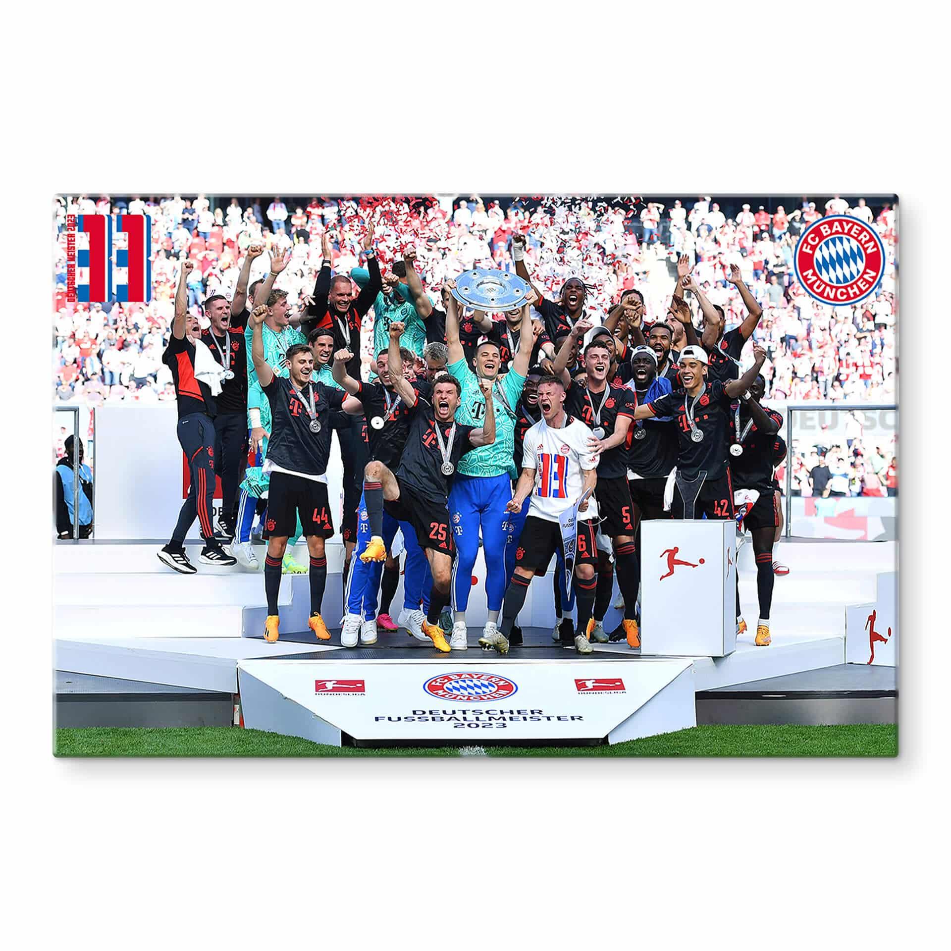 Tableau sur verre FC Bayern Champion d'Allemagne 2023 - 60x40 cm