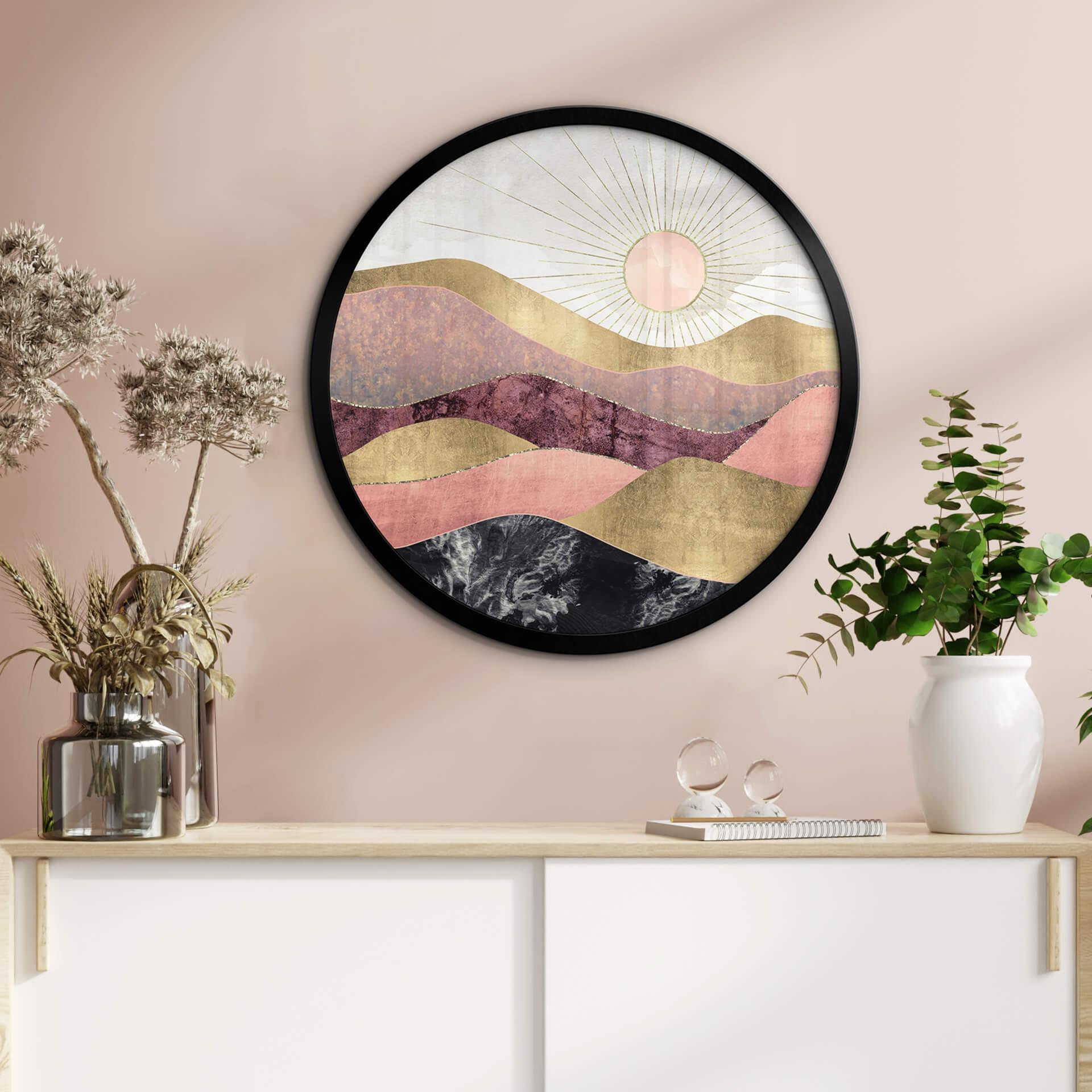 Plakat SpaceFrog Designs - Różowe słońce - okrągły