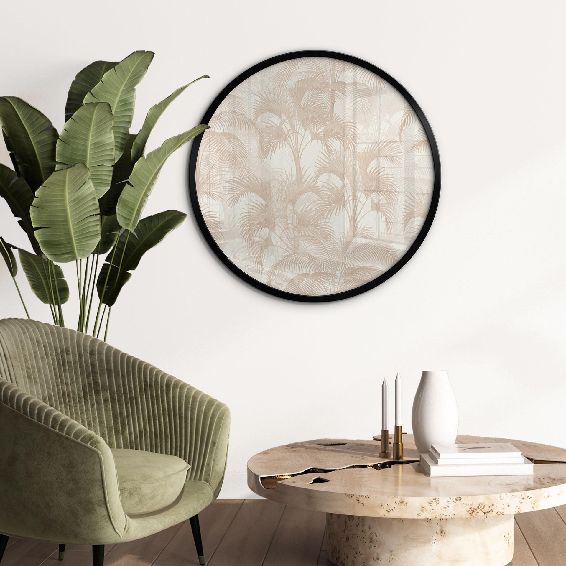 Plakat Palmer i junglen Beige - Blomsterdekoration - Rund