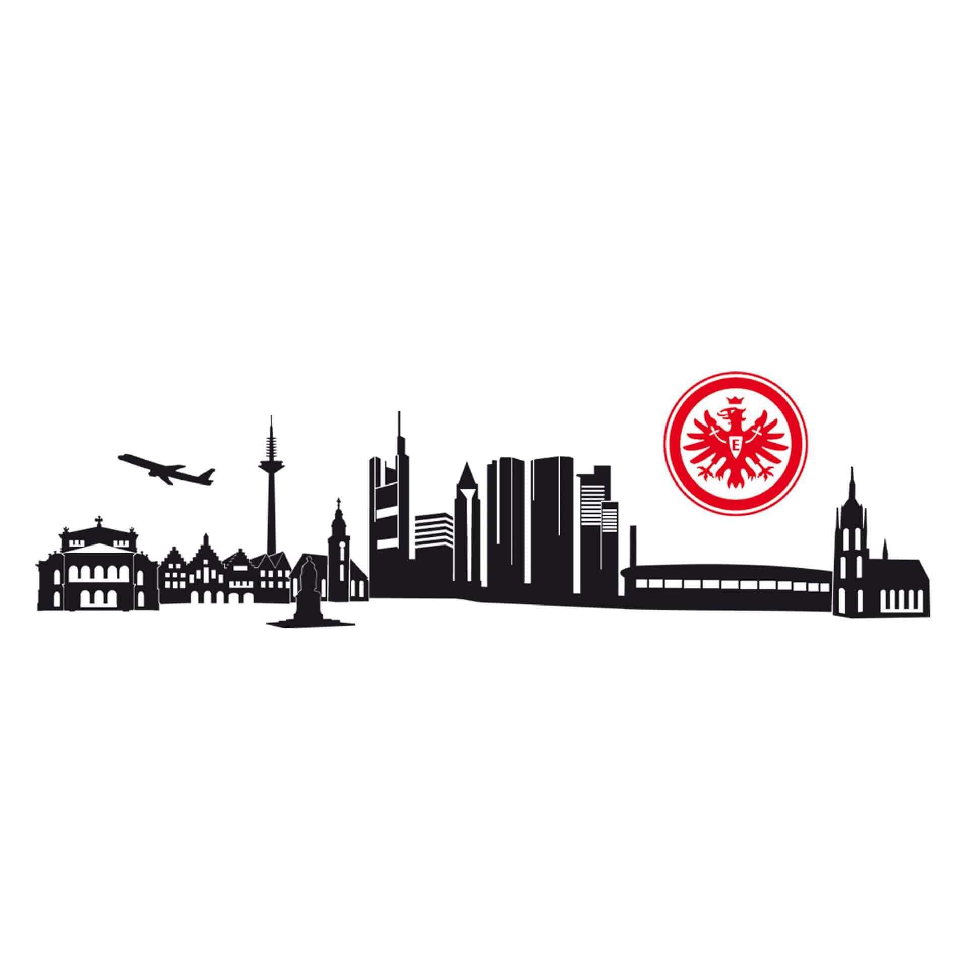 Wandtattoo Eintracht Frankfurt Skyline mit Logo farbig