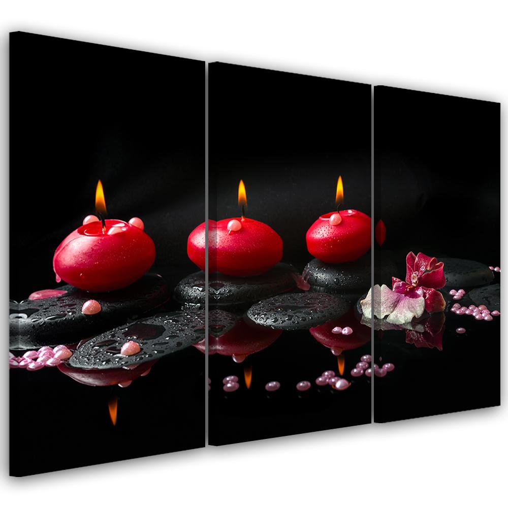 3 stykke lærredsprint, Stones Zen Spa stearinlys