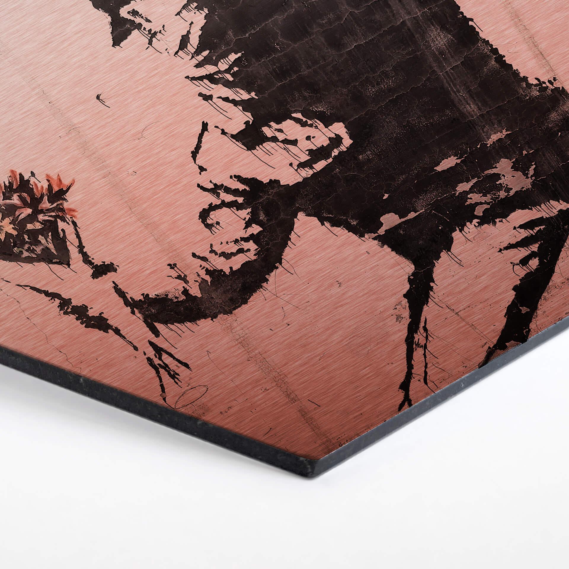 Hexagon - Alu-Dibond - Banksy - Flower Thrower - Kobbereffekt