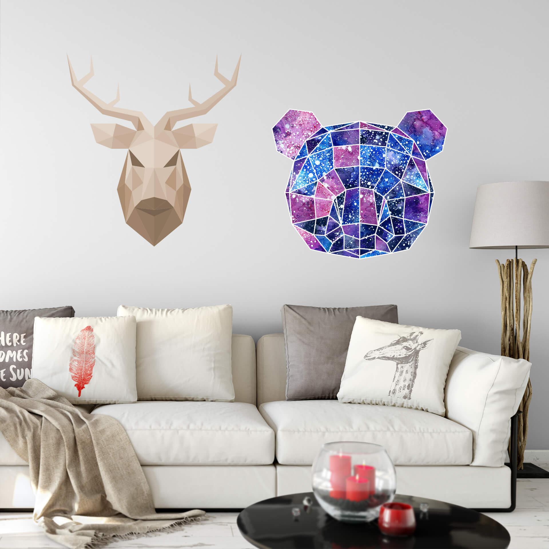 Wandtattoo Polygon Galaxie Pandakopf