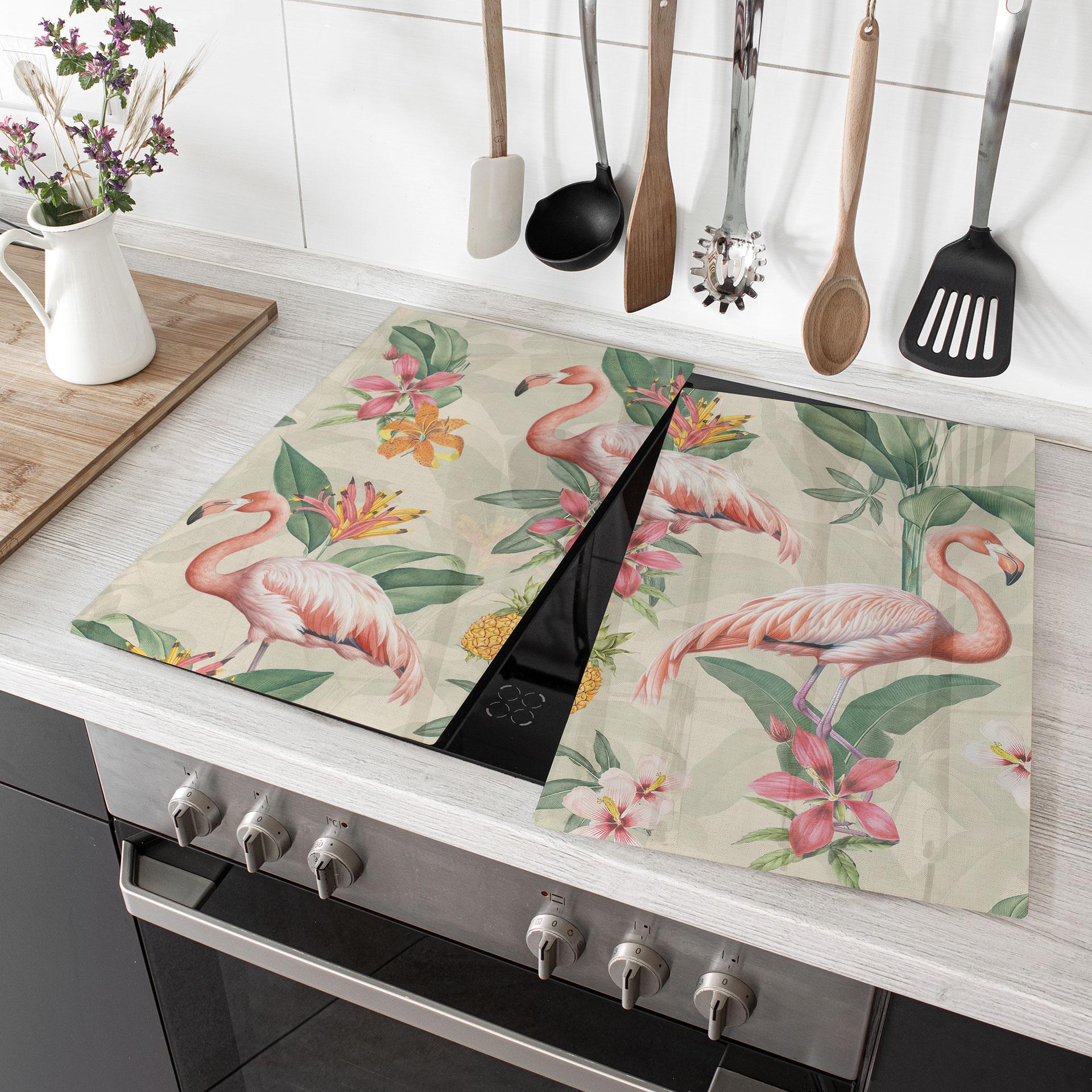 Eksotisk kogeplade - Flamingo og tropiske blade - Bloomery Decor