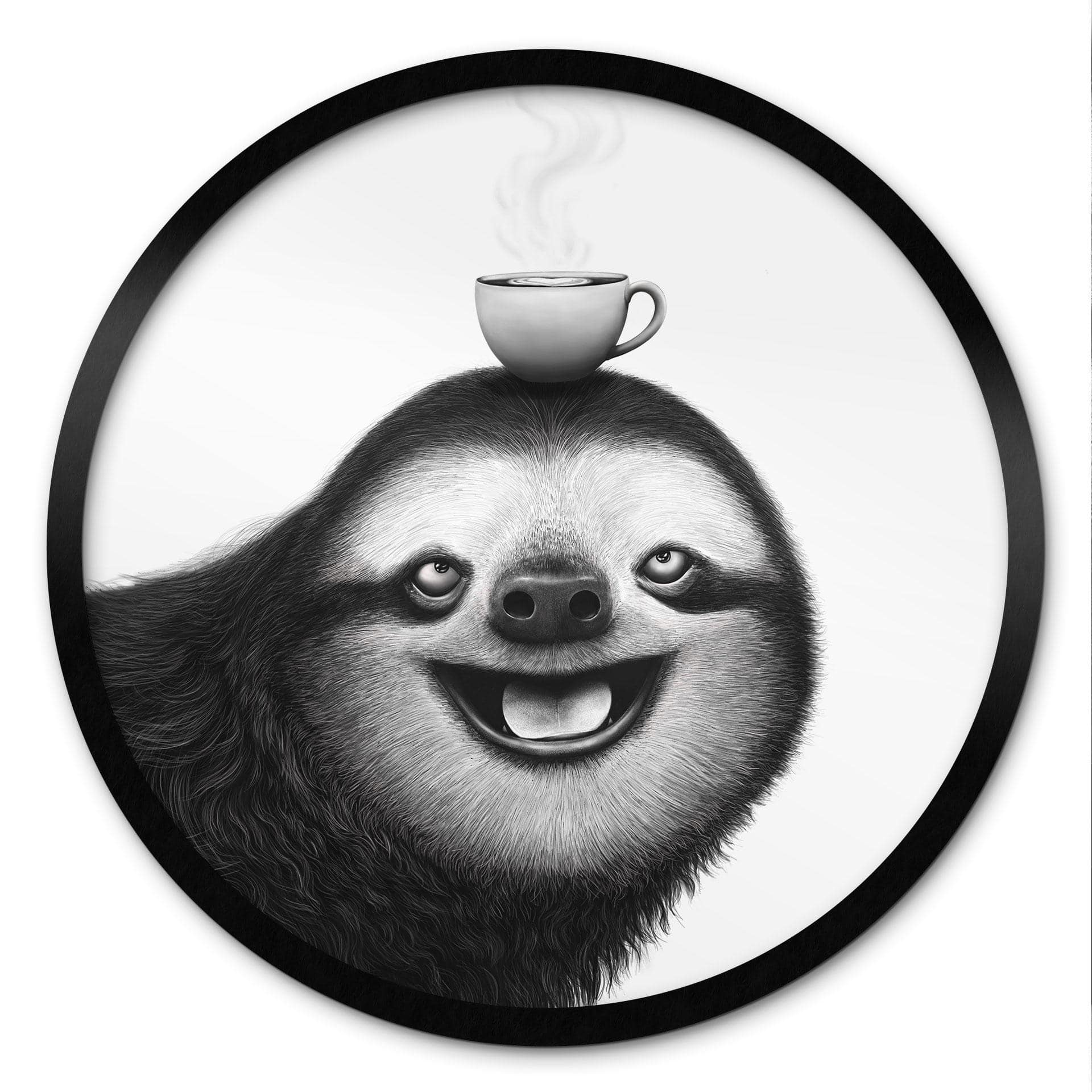 Poster Paresseux joyeux avec café - Korenkova - Rond