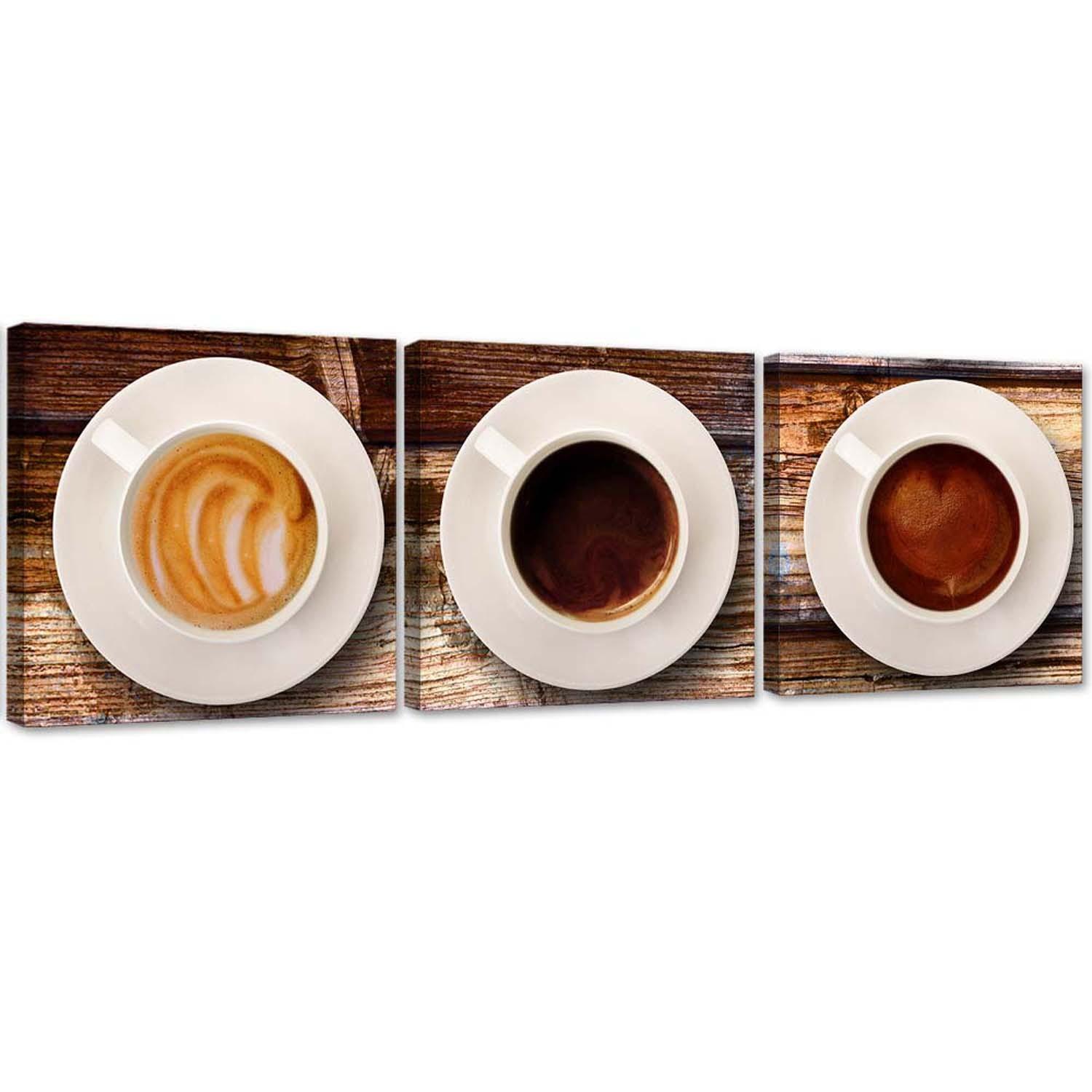 3-delt lærredsprint, kaffekopper