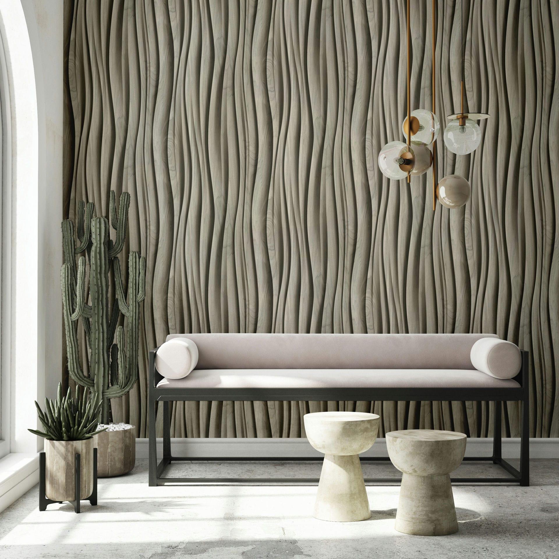 Ikke-vævet tapet i beige, brunt gipslook illusion 3D-look moderne
