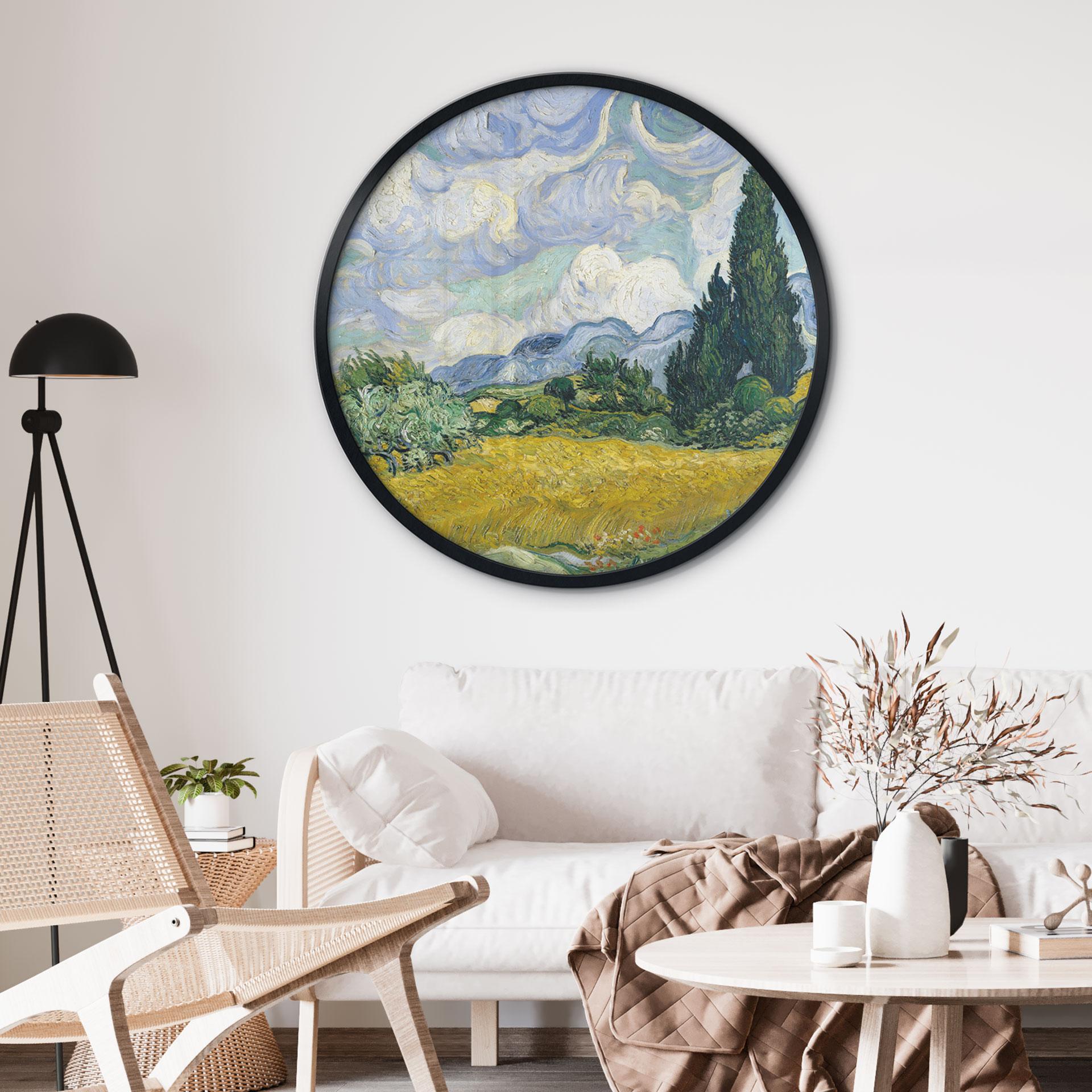 Plakat Van Gogh - Hvedemark med cypresser