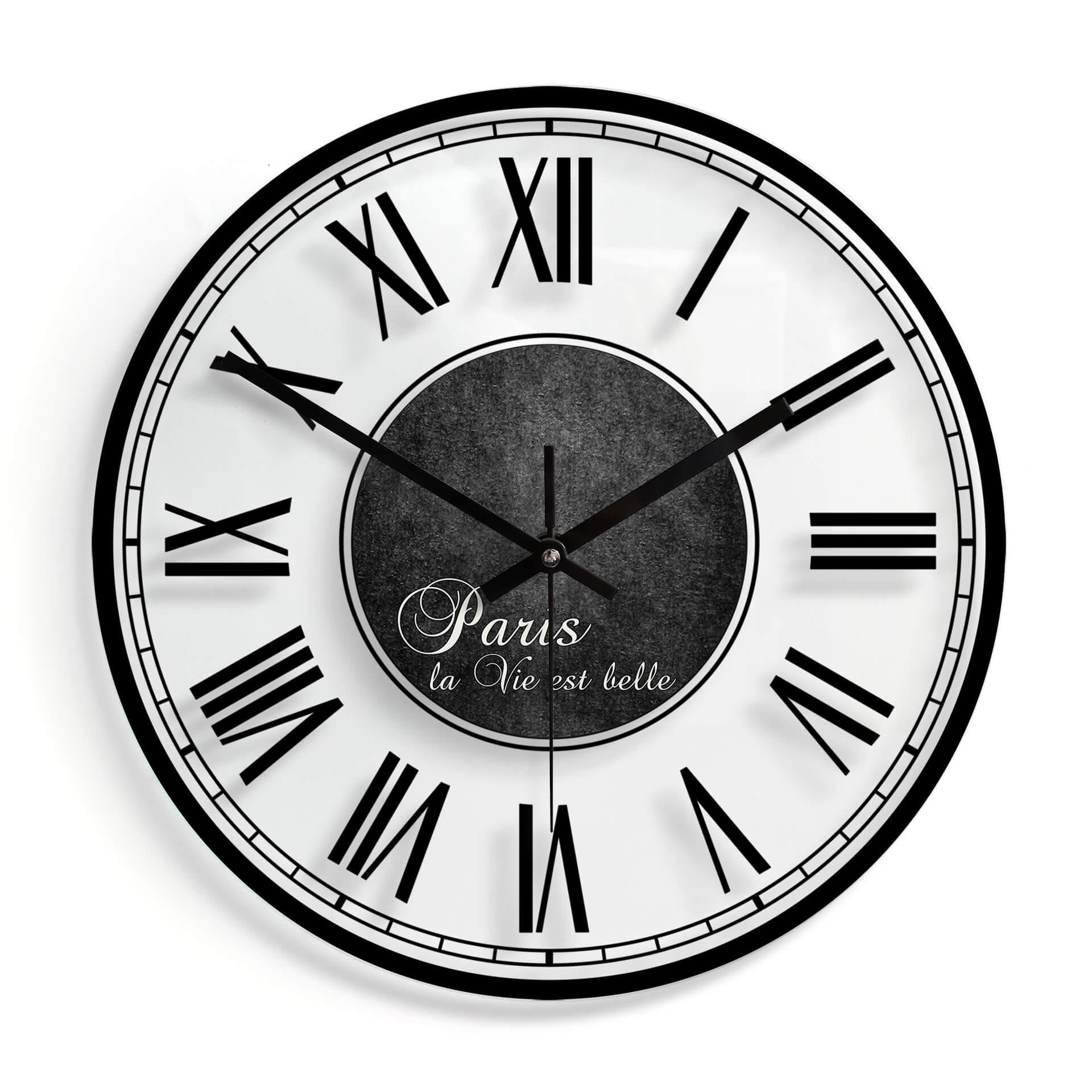Horloge murale en verre - La Vie est belle - Shabby Chic