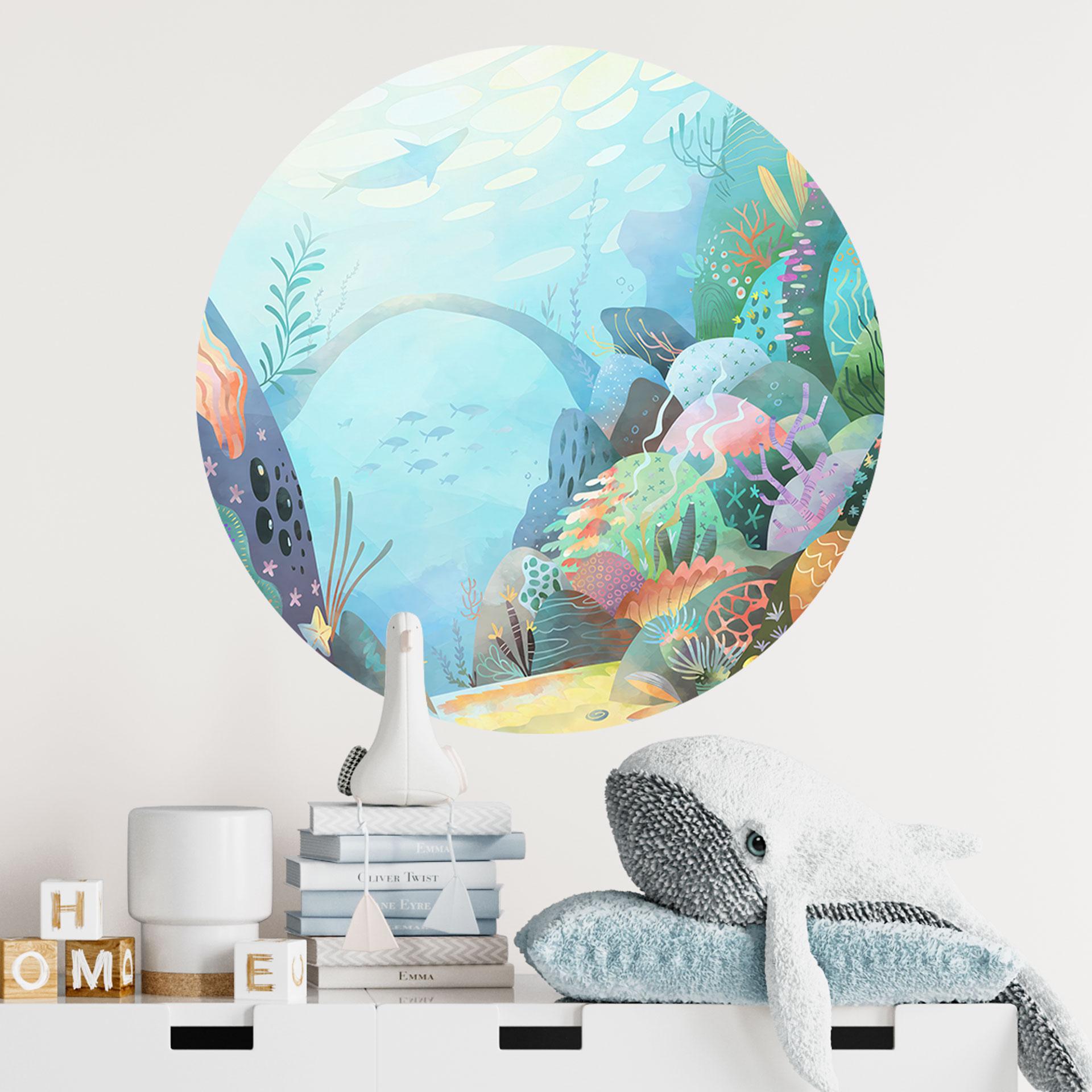 Koralrev i blå lagune Wallsticker - DigitalArtsi - Round