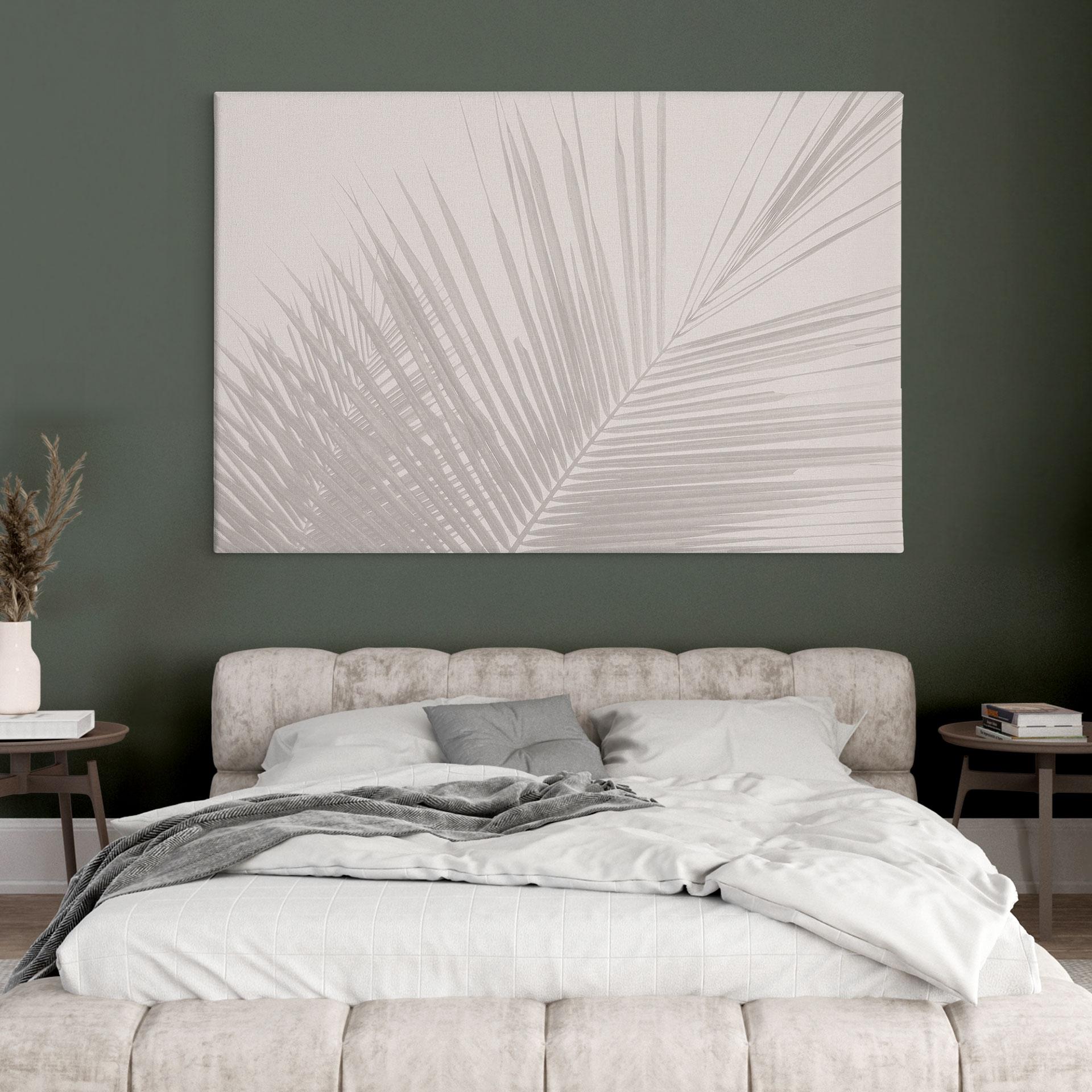 Canvas schilderij palmbladeren in linnen look - Bloomery Decor