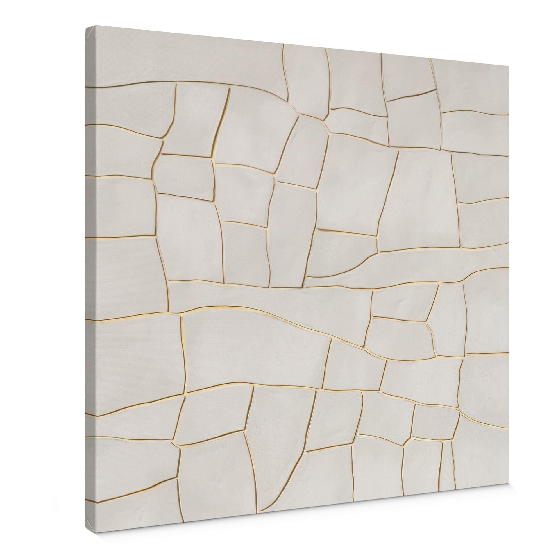 Canvasbillede Abstrakt krakeleret mønster i beige | stenmosaik - Alma - Firkantet