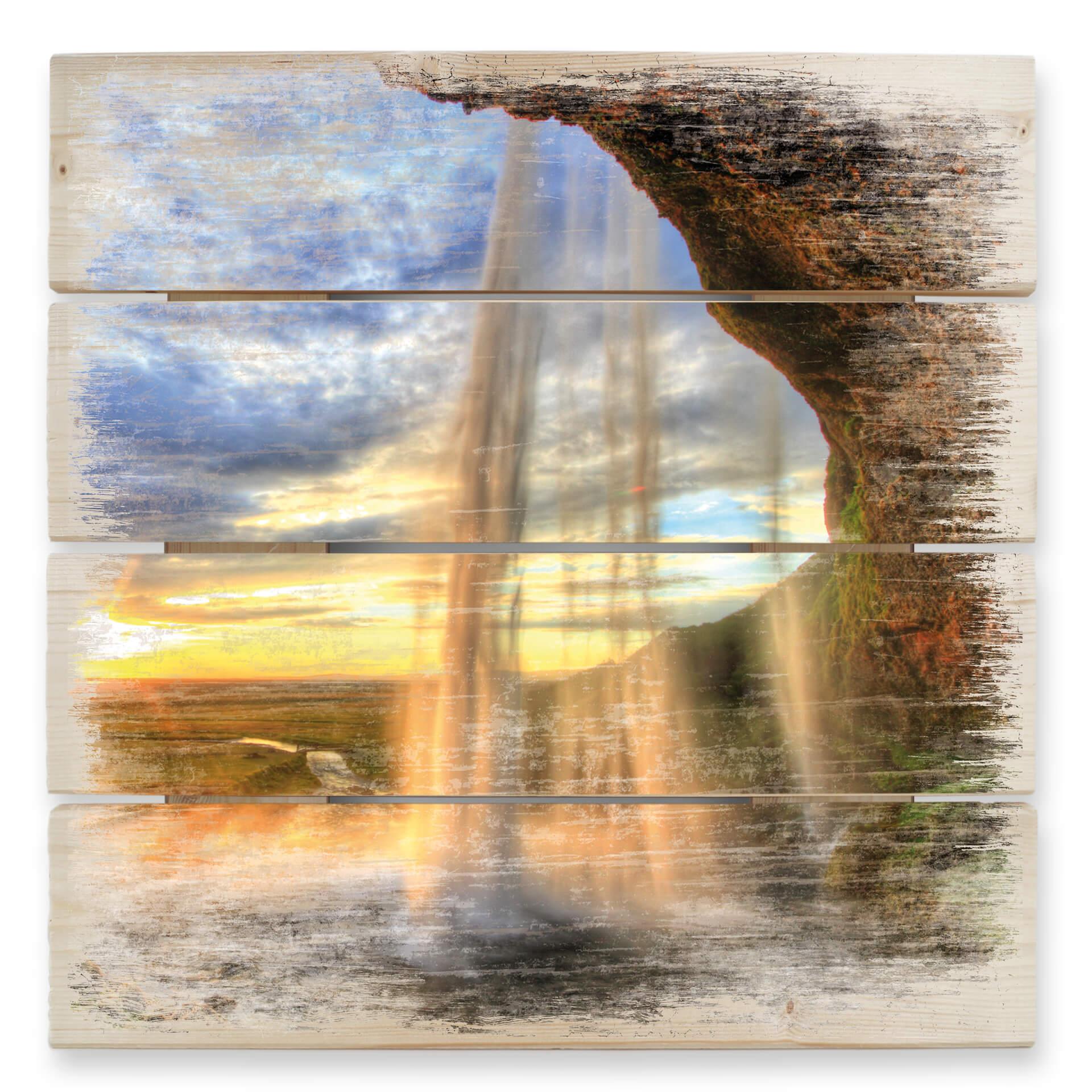 Cuadro de madera Cascada Seljalandsfoss - 40x41,5 cm