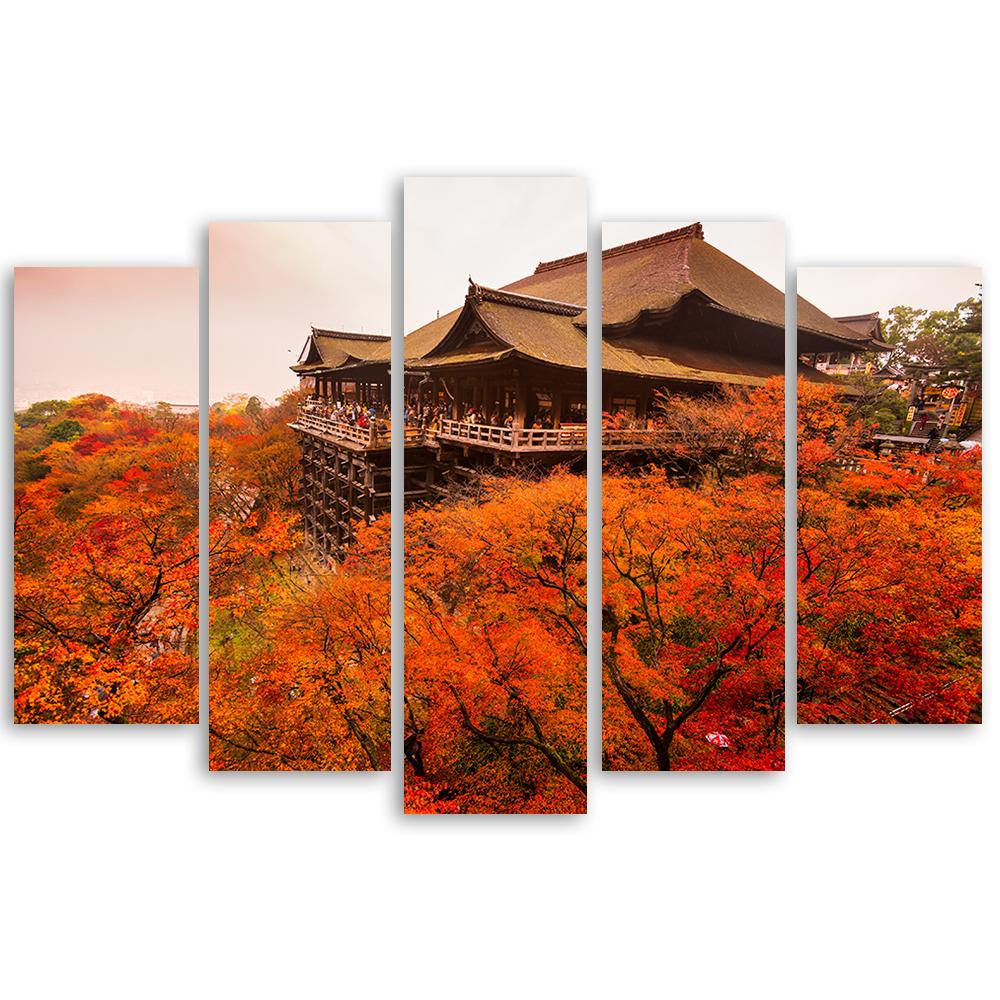 5 stykke lærredstryk Have Japan Landskab