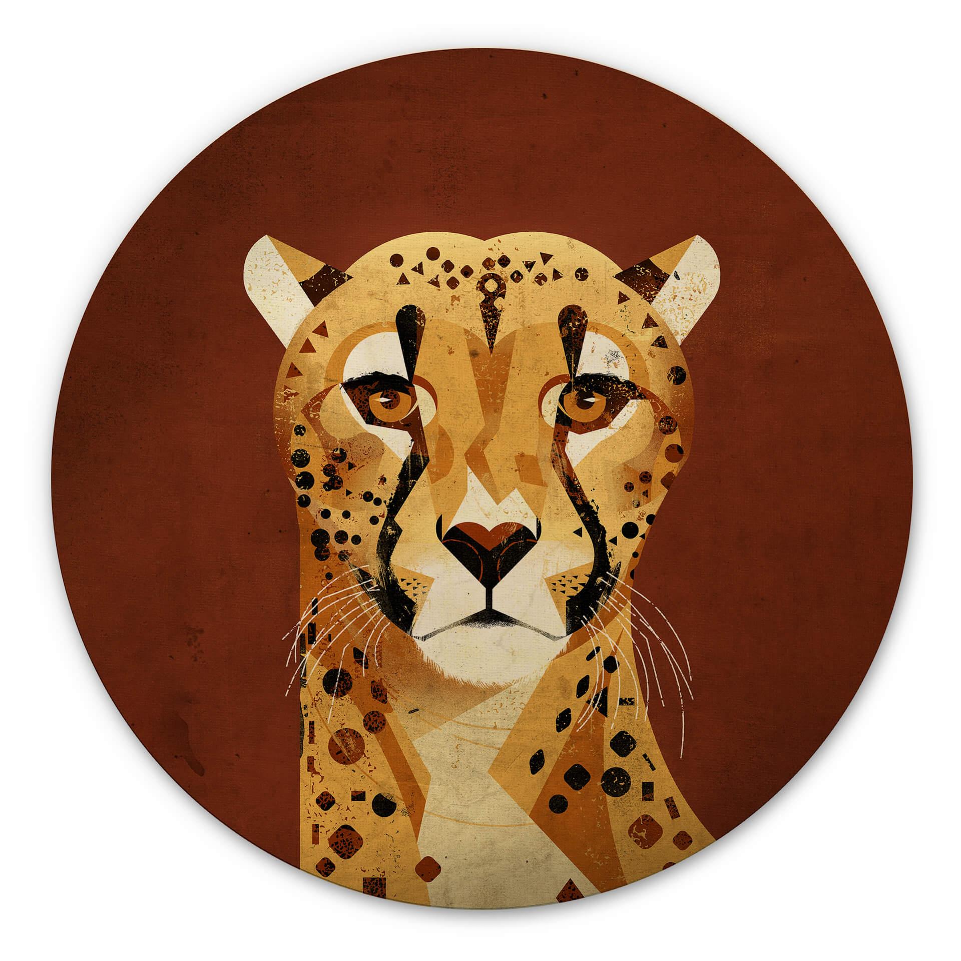 Billede af træ brun - gepard - rund