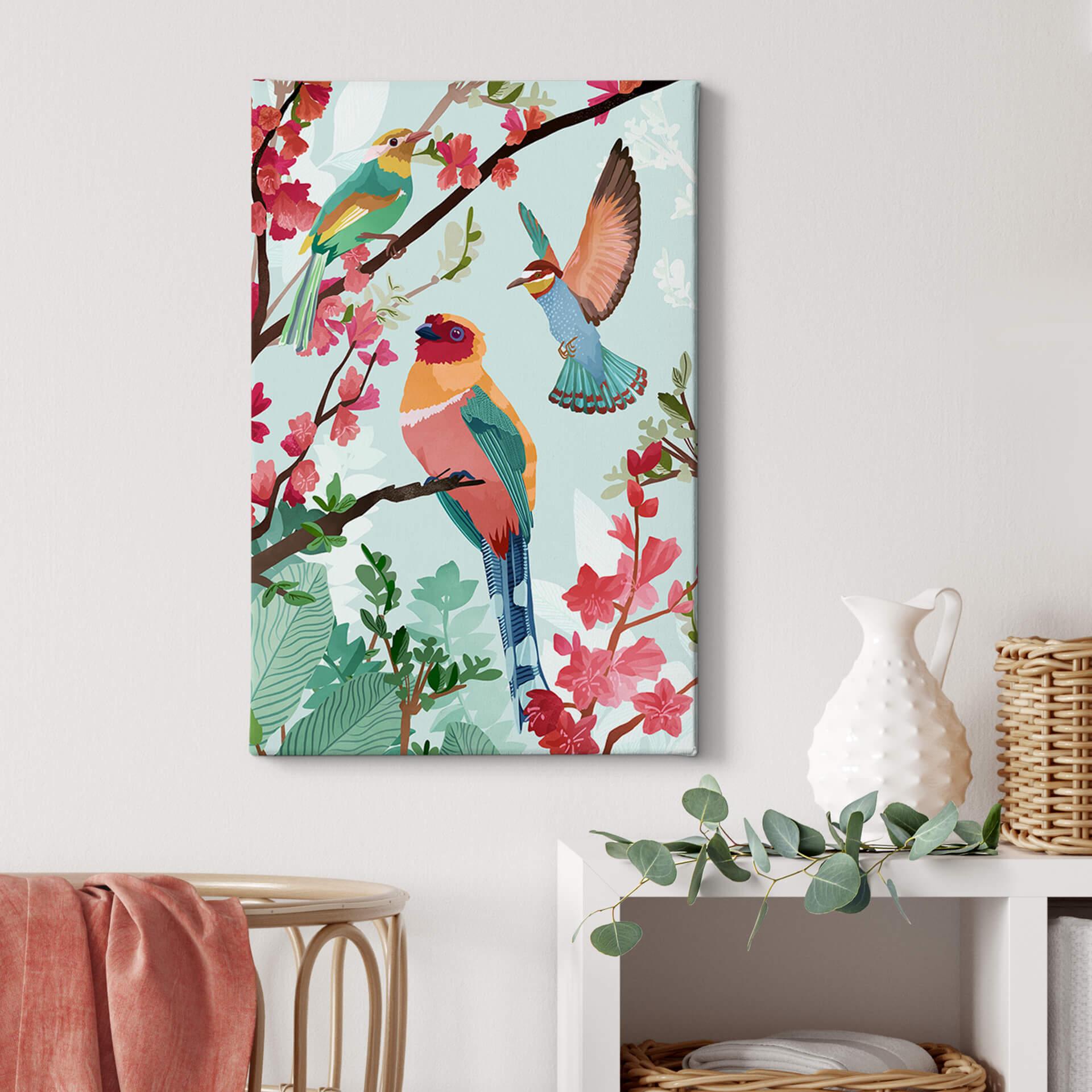 Canvas Goed Blauw - Bird in Summer