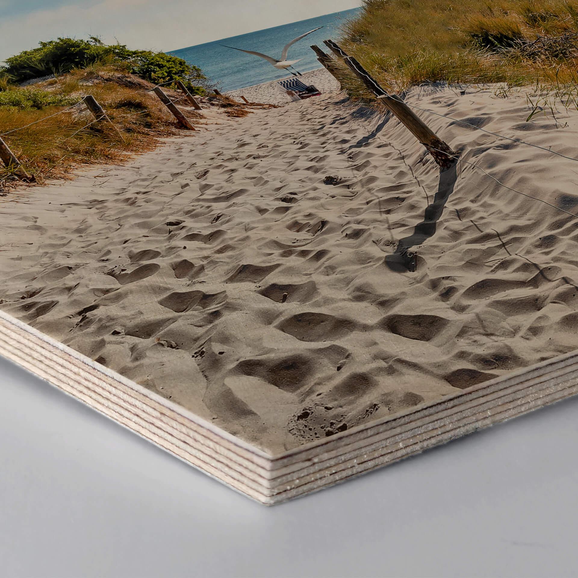 Hexagon - Holz Birke-Furnier - Way to the Beach