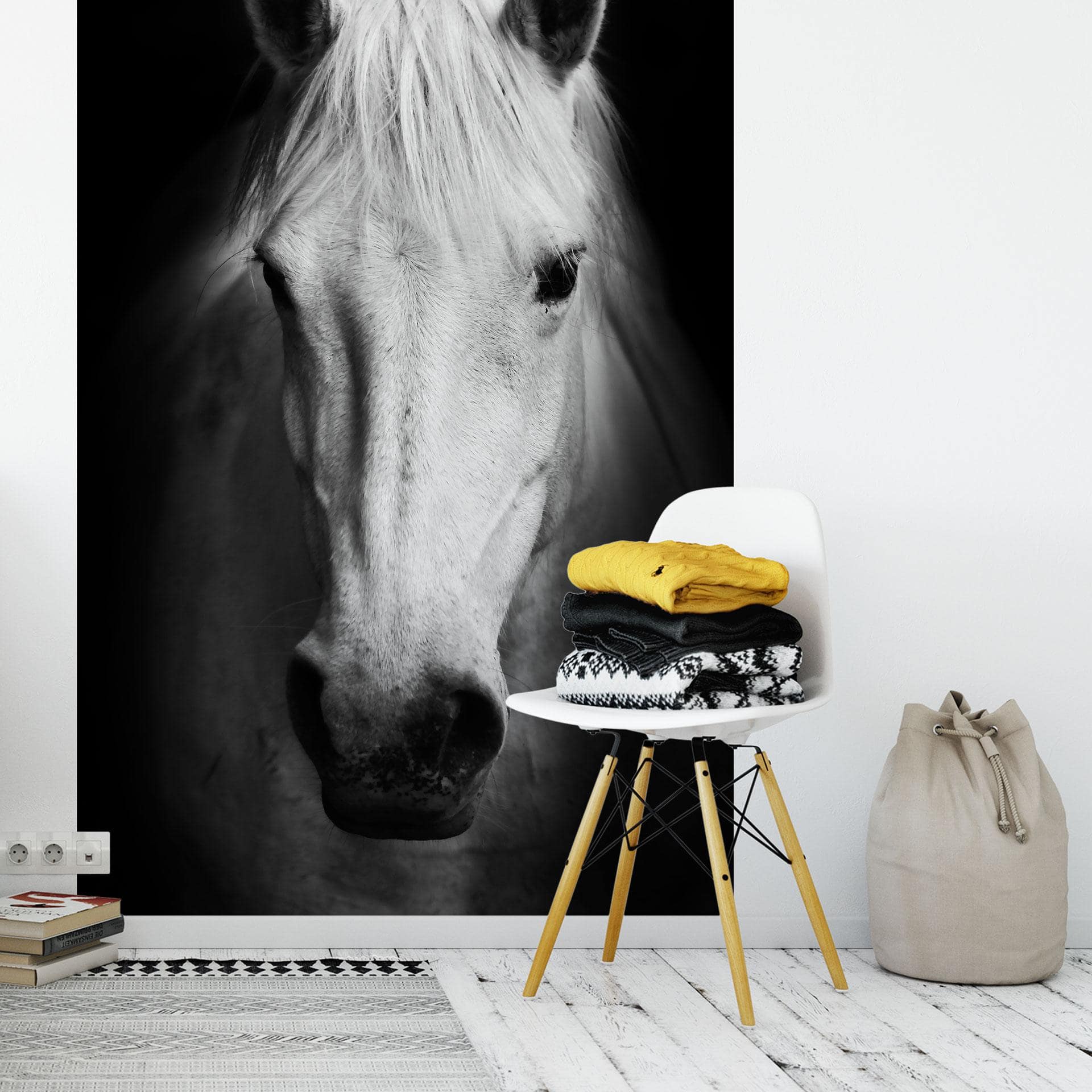 Fototapet White Horse - 144x260 cm