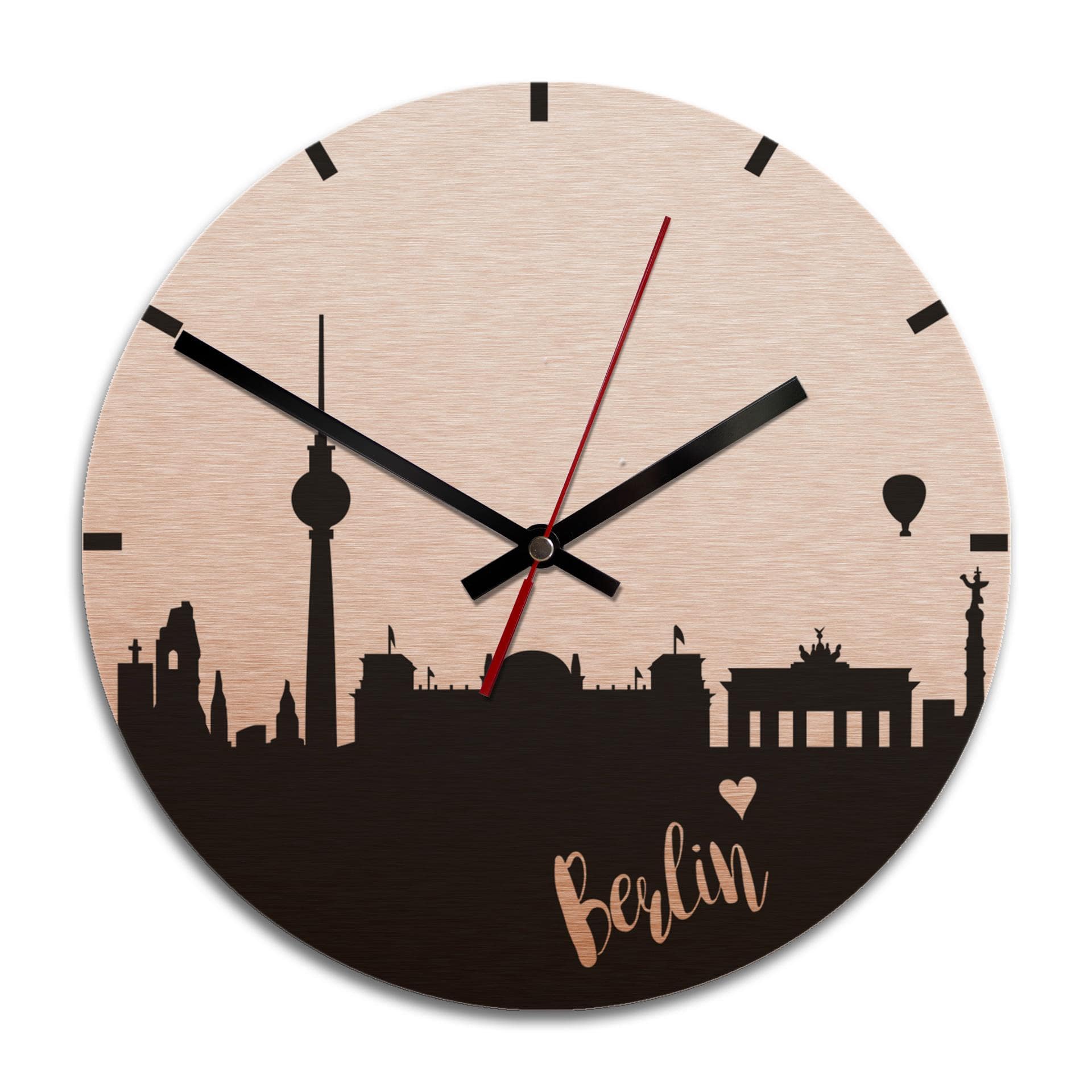 Wanduhr Alu-Dibond-Kupfereffekt - Skyline Berlin - Ø 28 cm