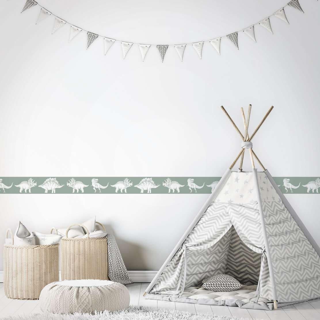 Børnetapet, non-woven tapet Kids Walls grøn, hvid