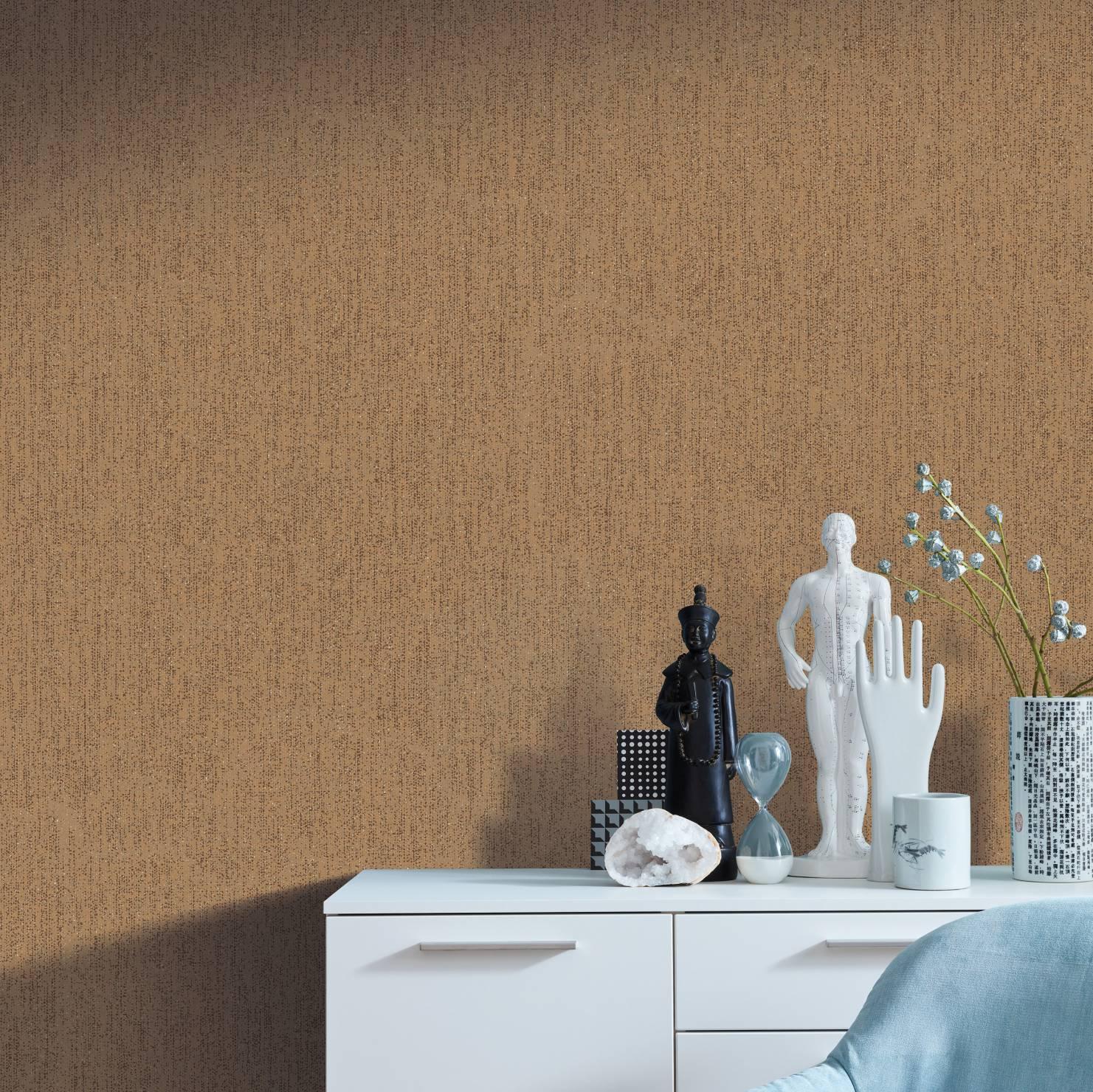 SCHÖNER-WOHNEN non-woven tapet, vægbeklædning brun, guld