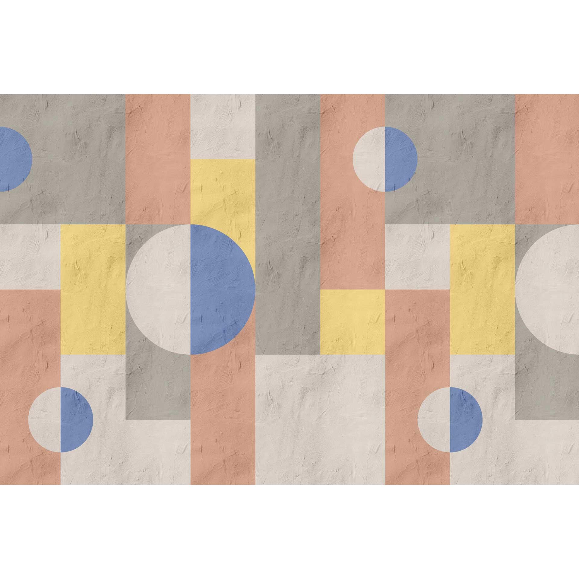Geometrische vormen behang in pastelkleuren - modern vlies design