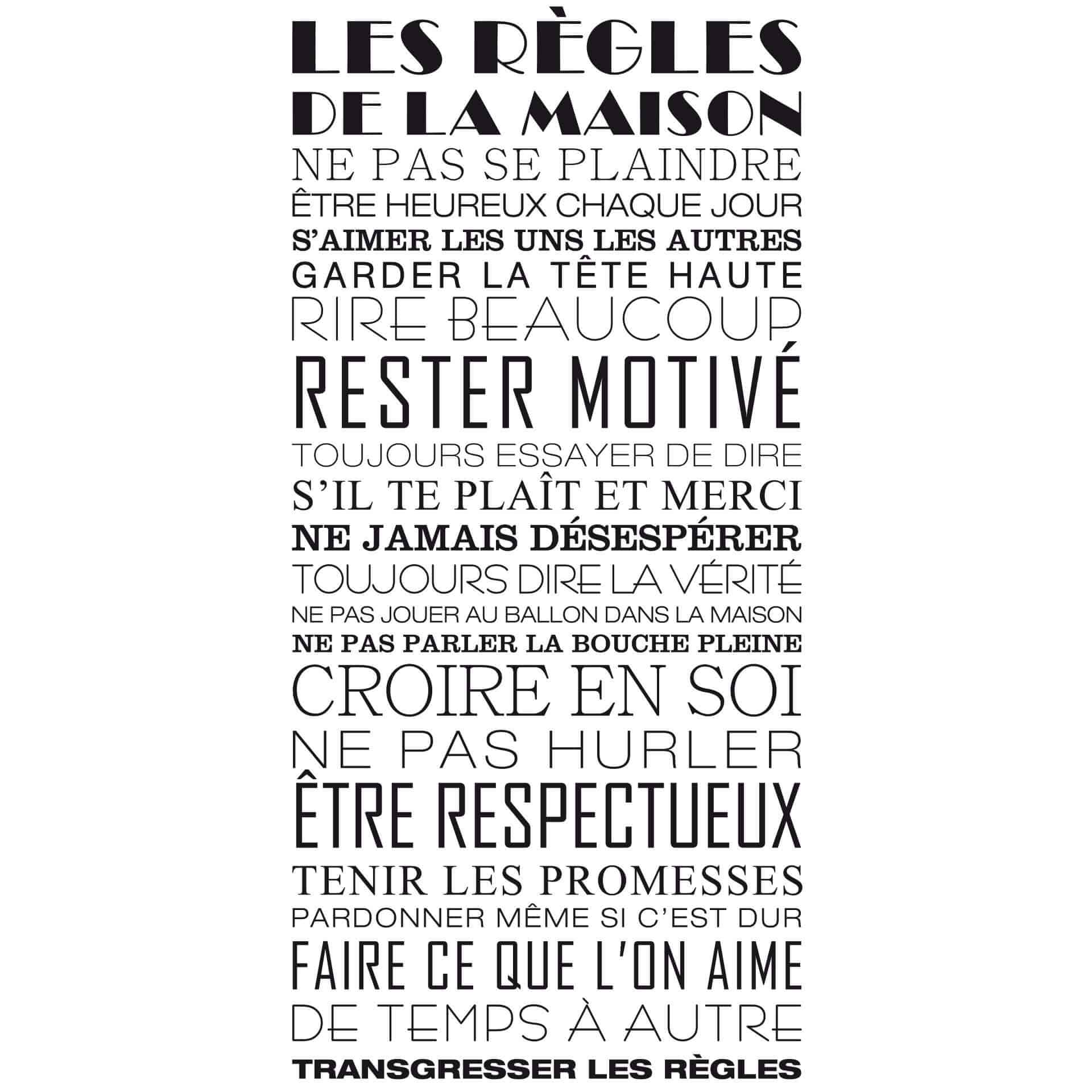 Adesivo murale - Règles de la maison