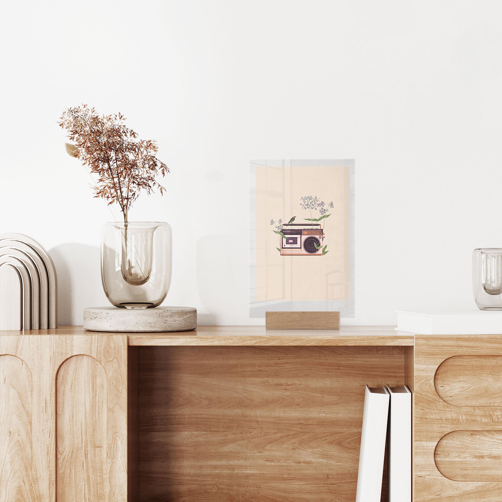 Tischaufsteller Retro Radio floral - Frida Floral Studio