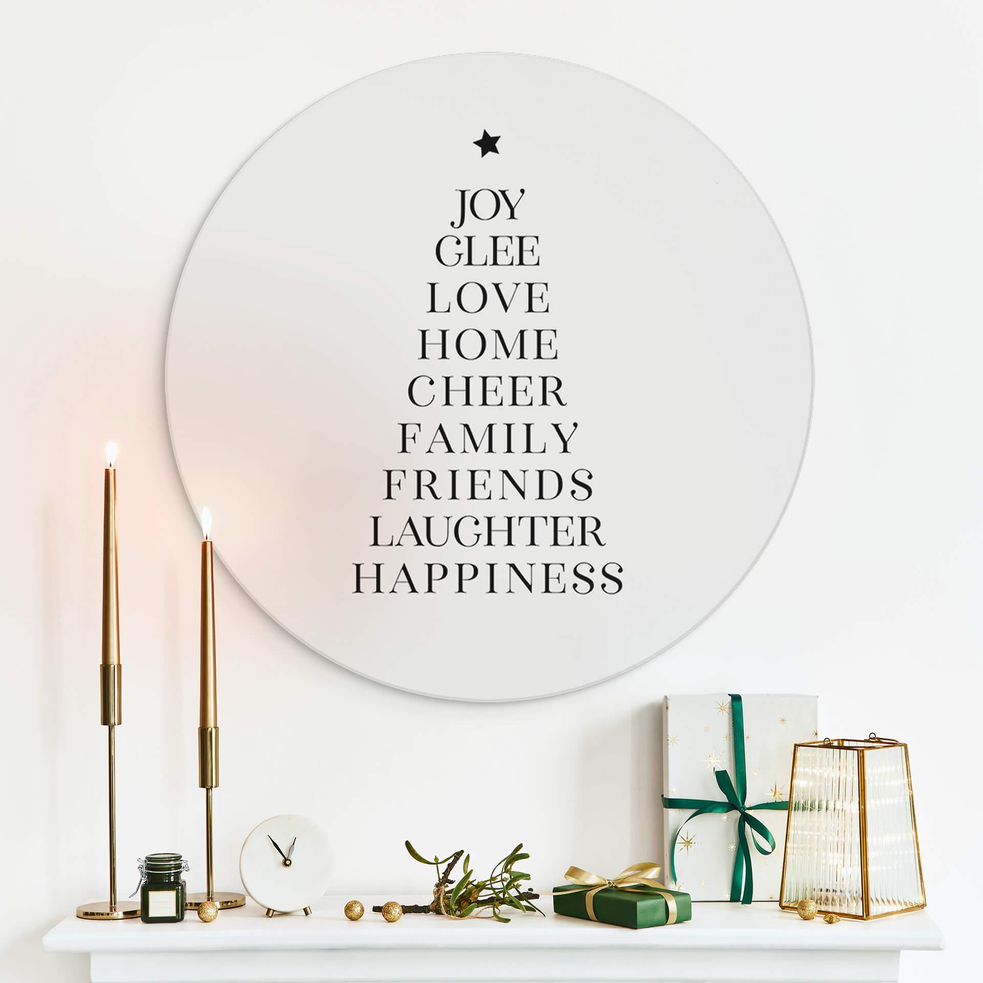 Vægcirkel Blursbyai - Christmas Tree Typography – print på aluminium (Alu-Dibond)