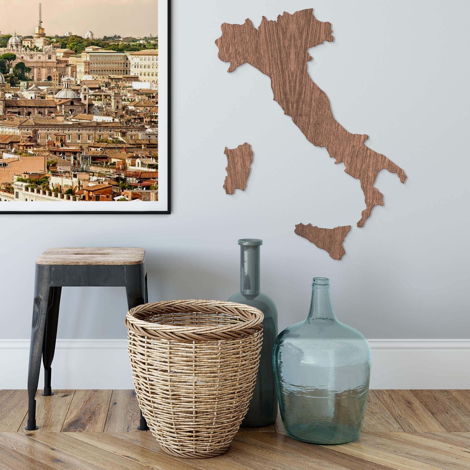 Map of Italy - Træ - Mahognifinér