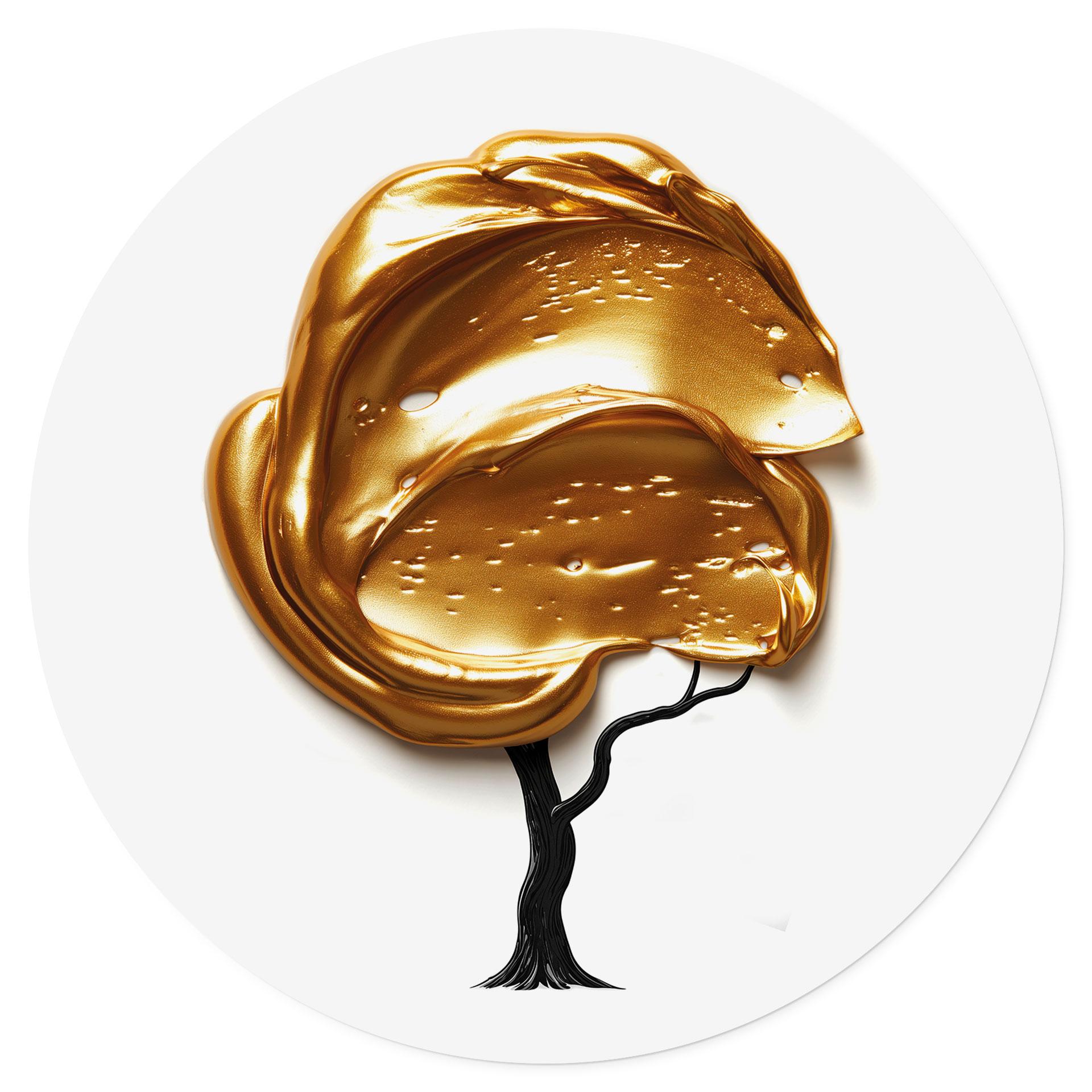 Muursticker boom met gouden 3D kroon - Mielu - Rond