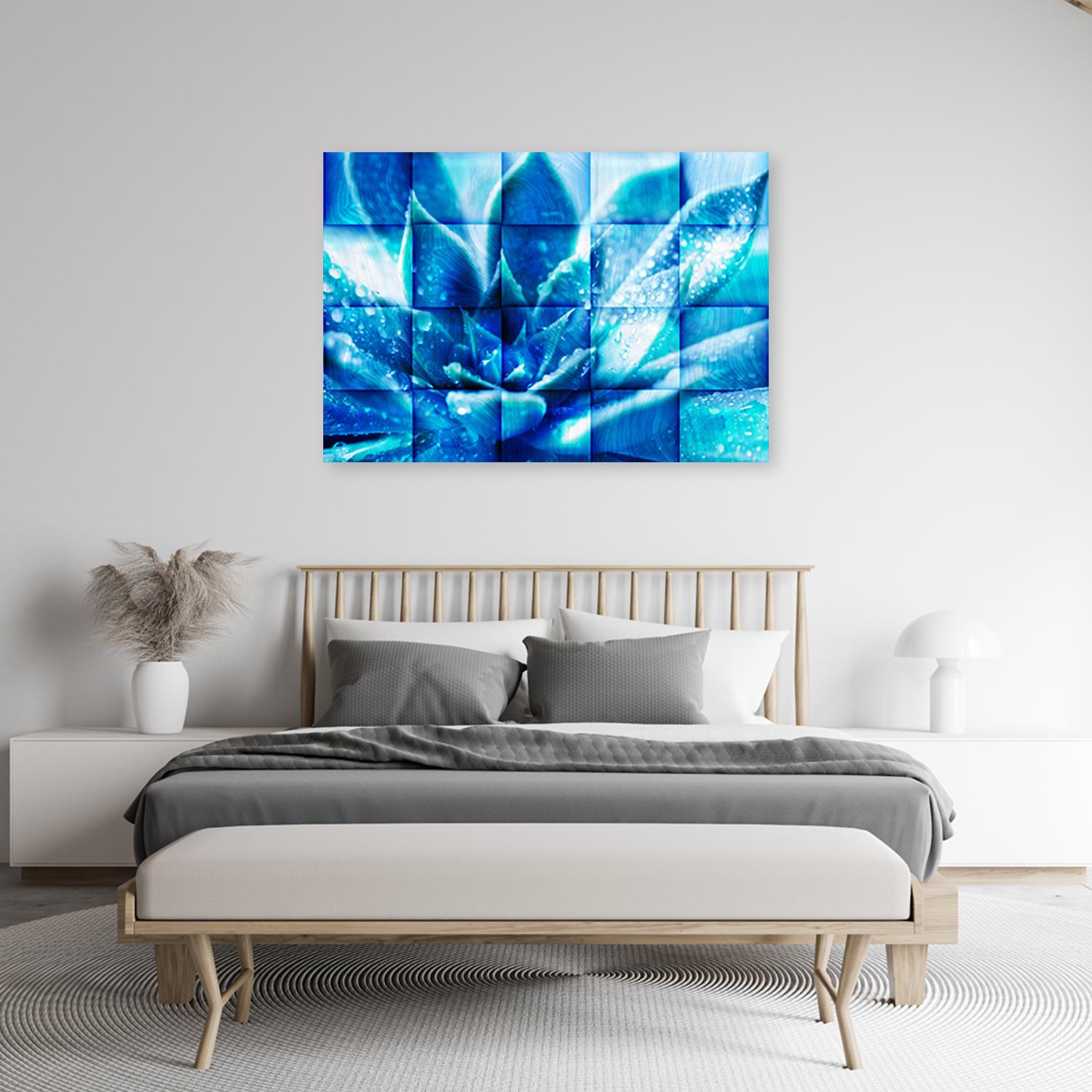 Canvasbillede, abstrakte blå blomster 3D