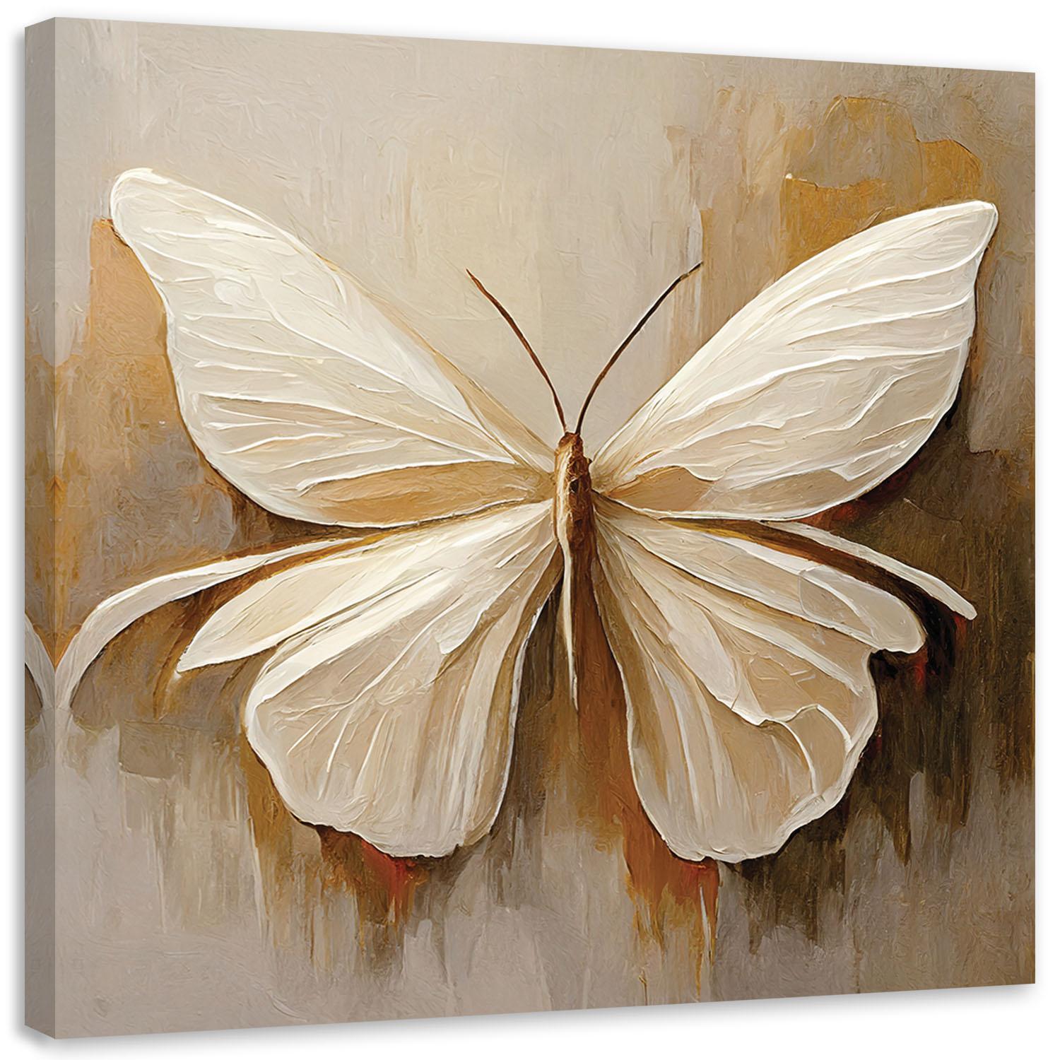 Leinwandbild Schmetterling beige gemalt