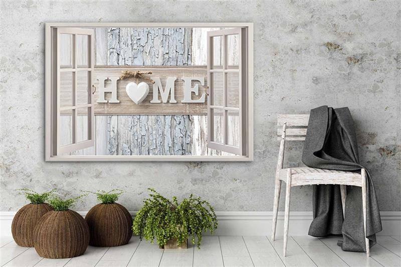 Canvasbillede, vindue Hjem Shabby Chic