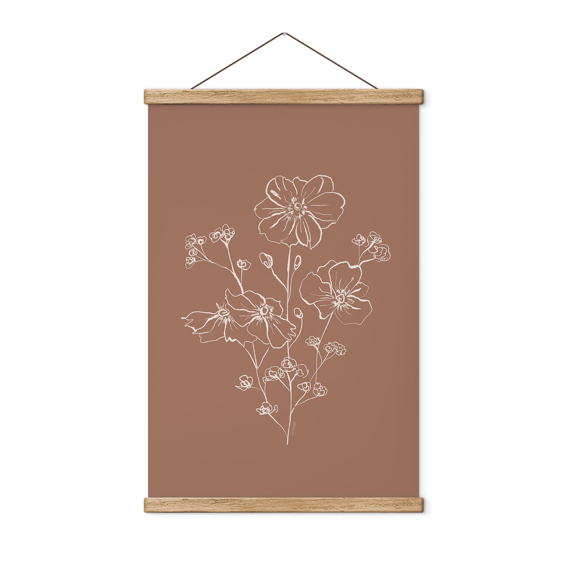 Tekstil plakat vild rose buket mokka mousse - anis illustration
