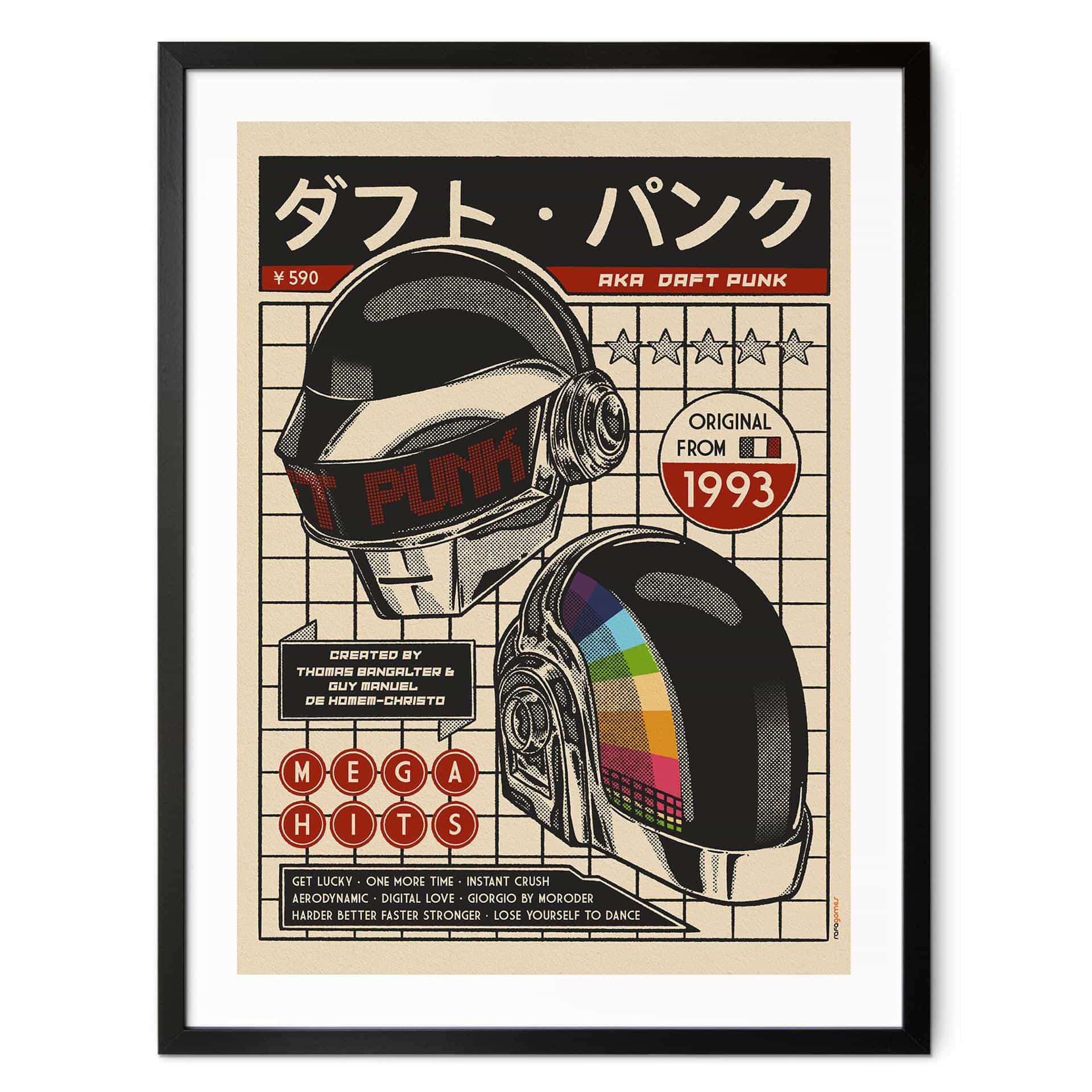 Poster med popkonsttryck inspirerad av Daft Punk - Gomes