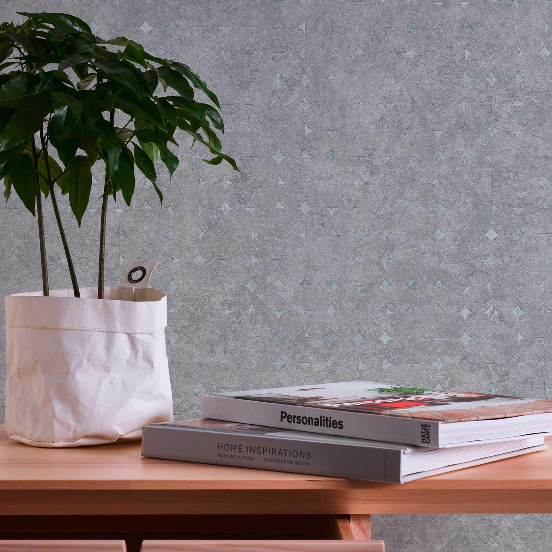 Papel pintado Diseño geométrico Cool Grey - Papel pintado tejido-no tejido con textura - Acentos modernos para pared