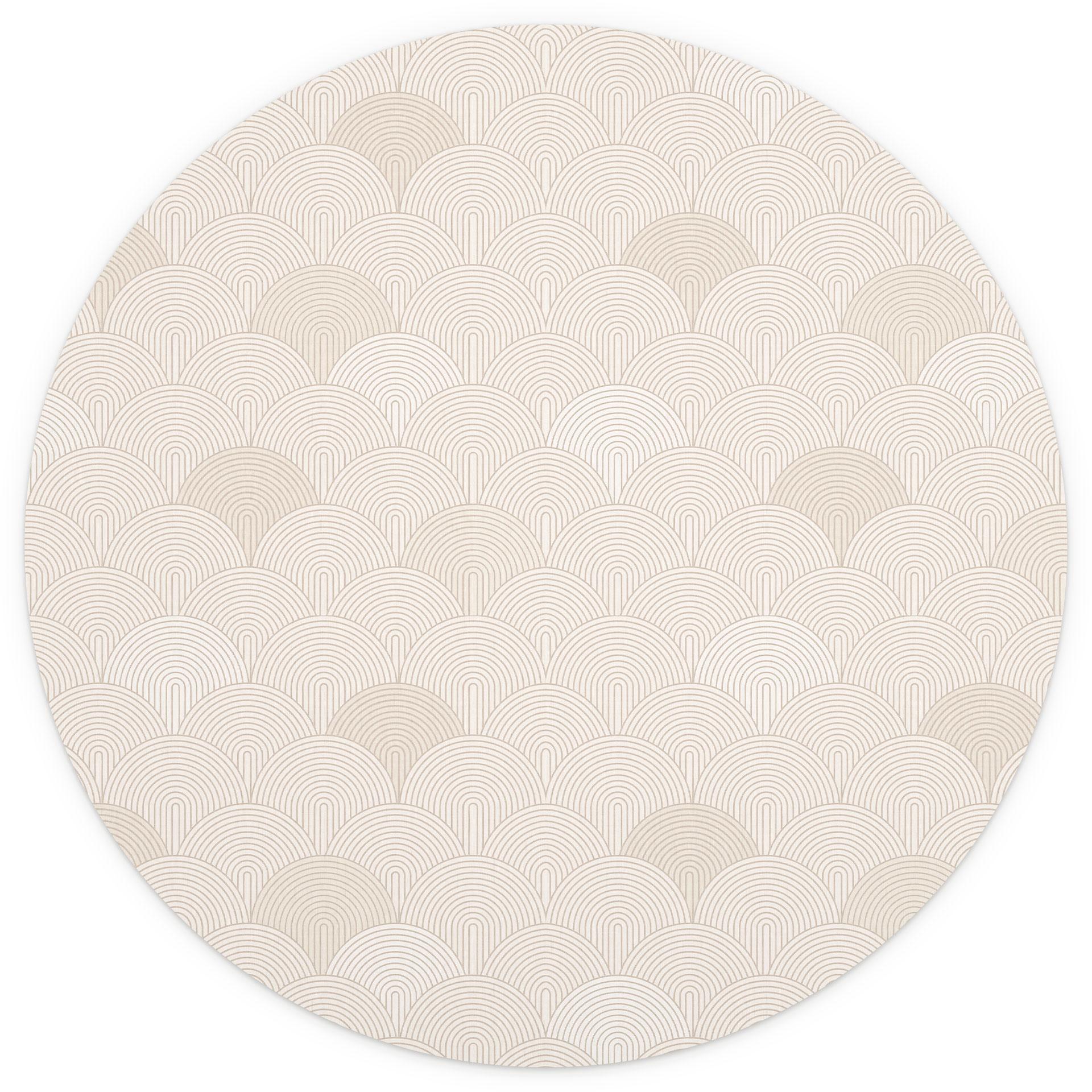 Fotobehang Abstracte halve cirkels in zacht beige - Bloemdecor - Rond - Zelfklevend/niet-geweven