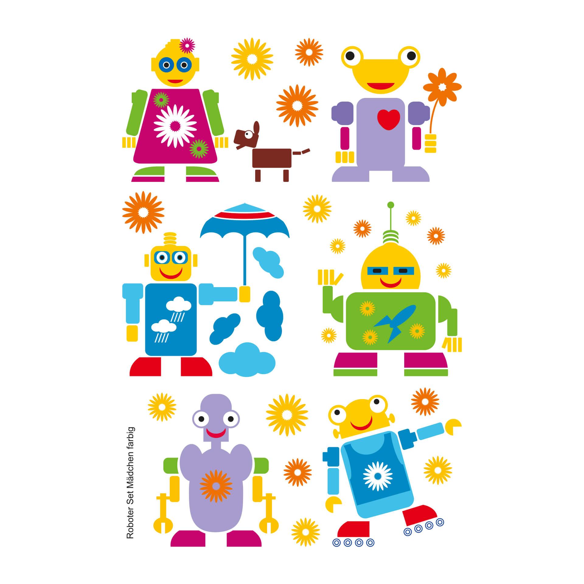 Adesivo murale - Composizione "robot" per le femminucce