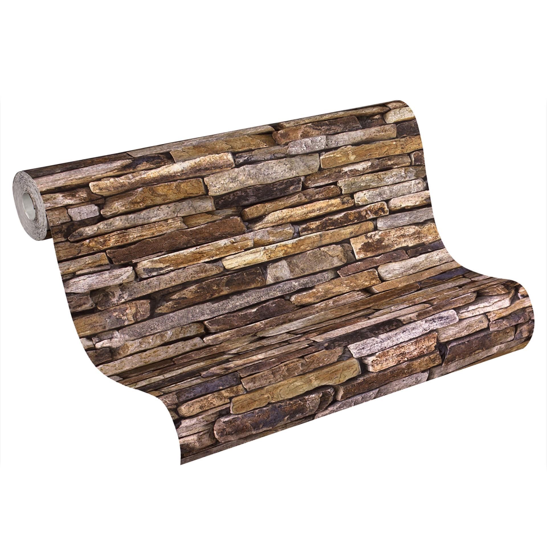 A.S. Création Tapet Wood'n Stone Beige, Brun, Gul