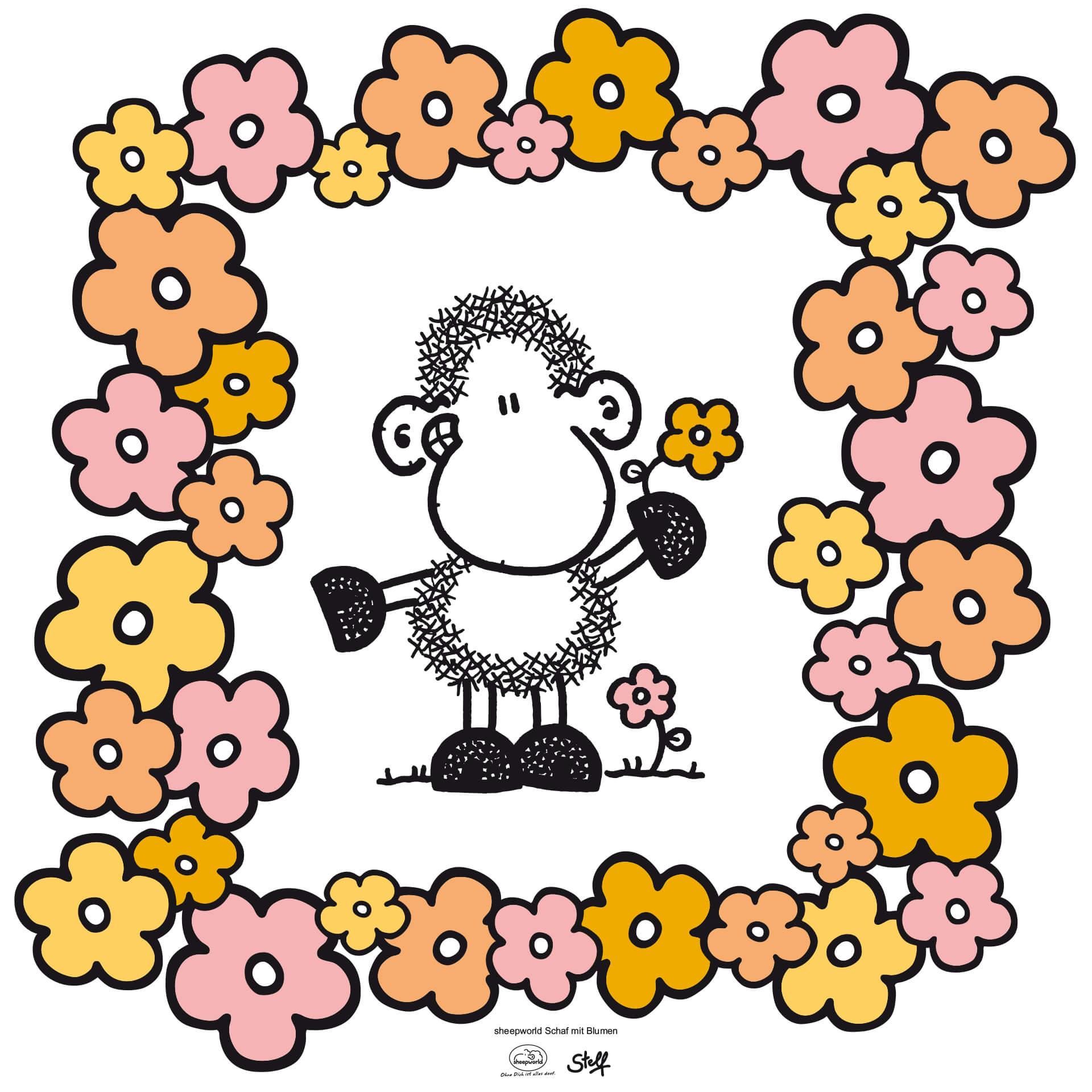 Wandtattoo sheepworld Schaf mit Blumen