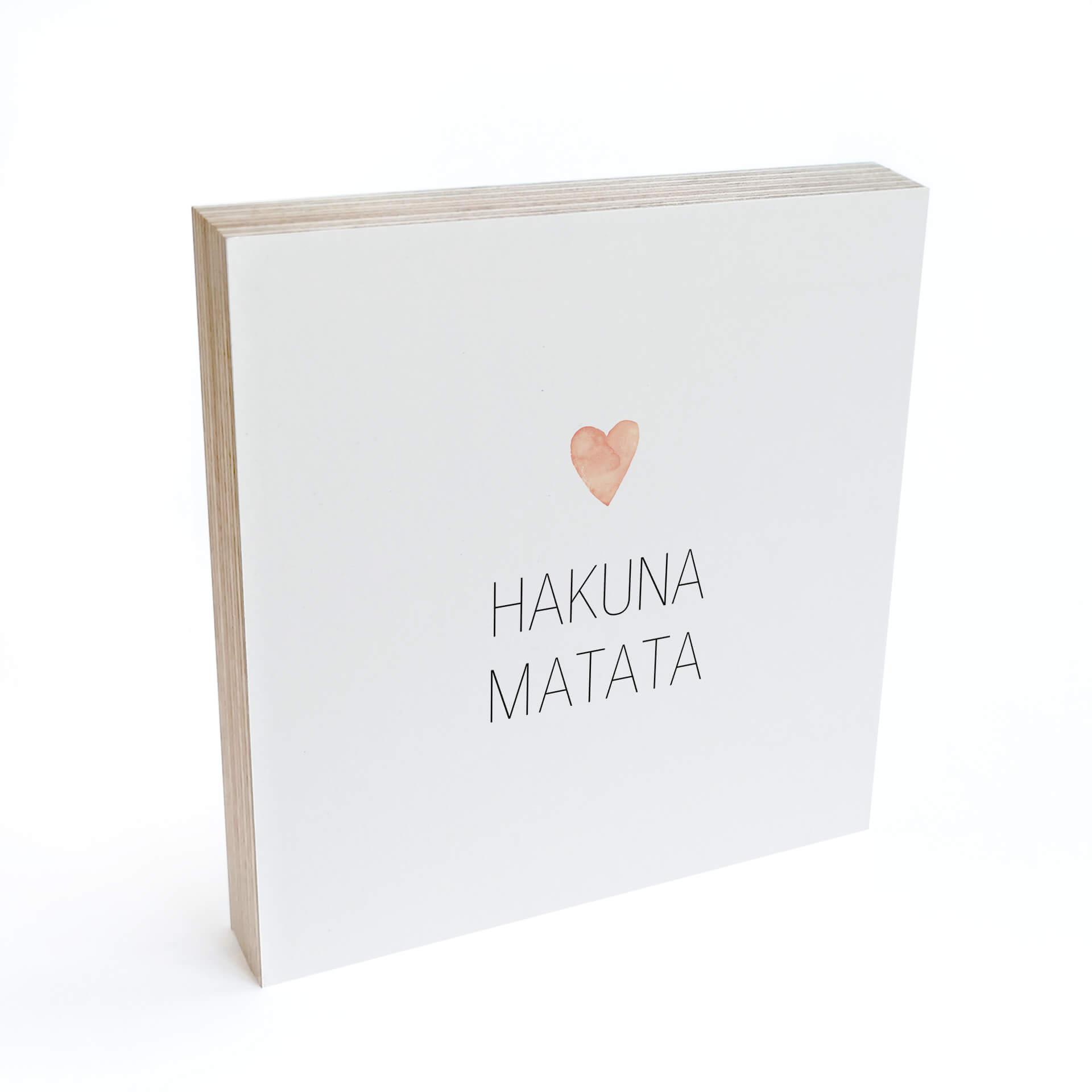 Billede af træ til at sætte op - Confetti & Cream - Hakuna Matata - 15x15 cm