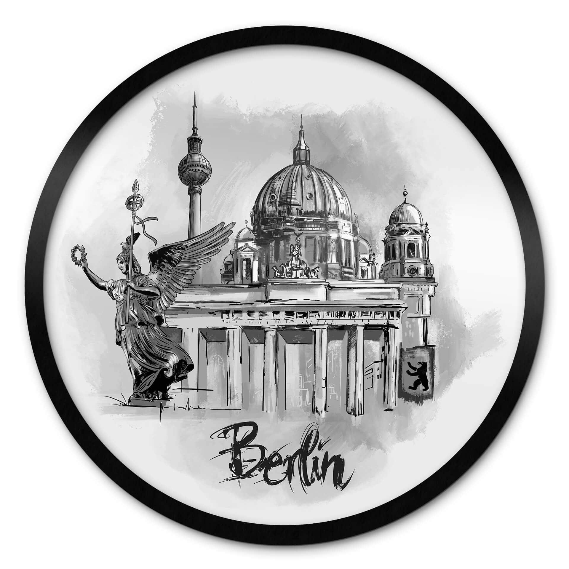 Poster Love your City - Berlin - schwarz-weiß - Rund