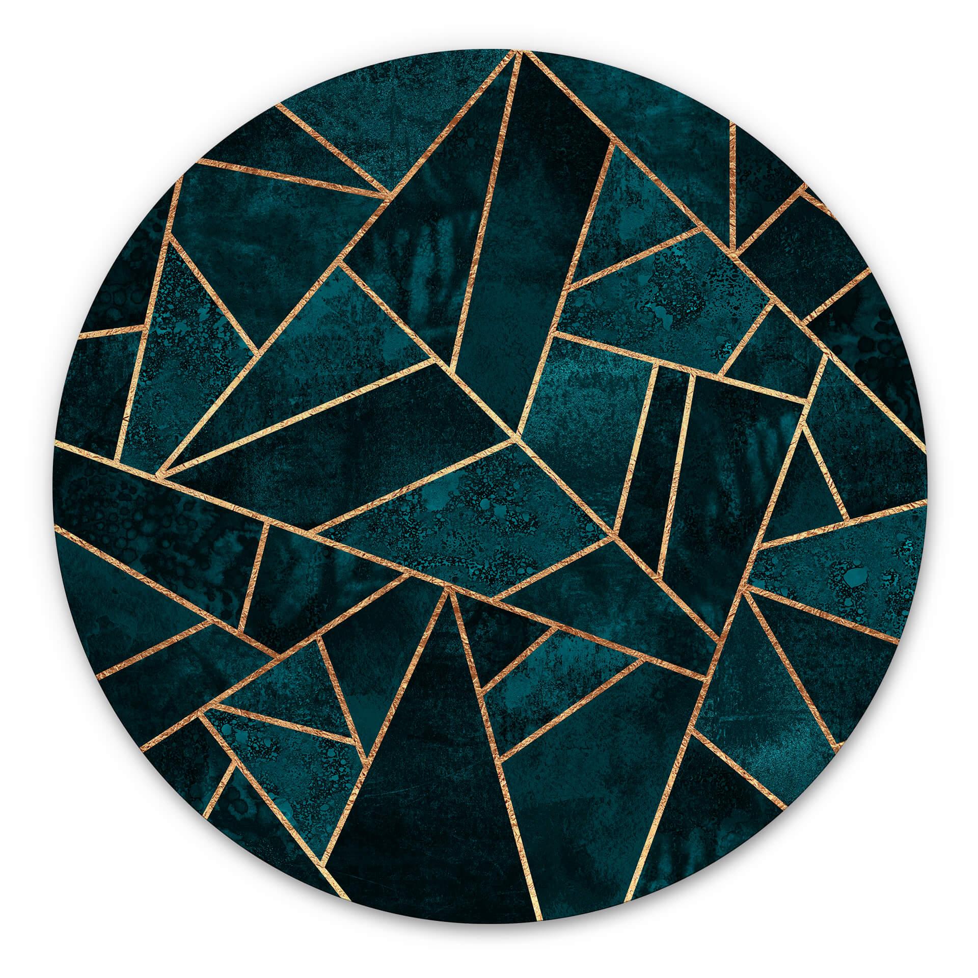 Tableau sur alu-Dibond rond Fredriksson - Pierre précieuse bleu-vert