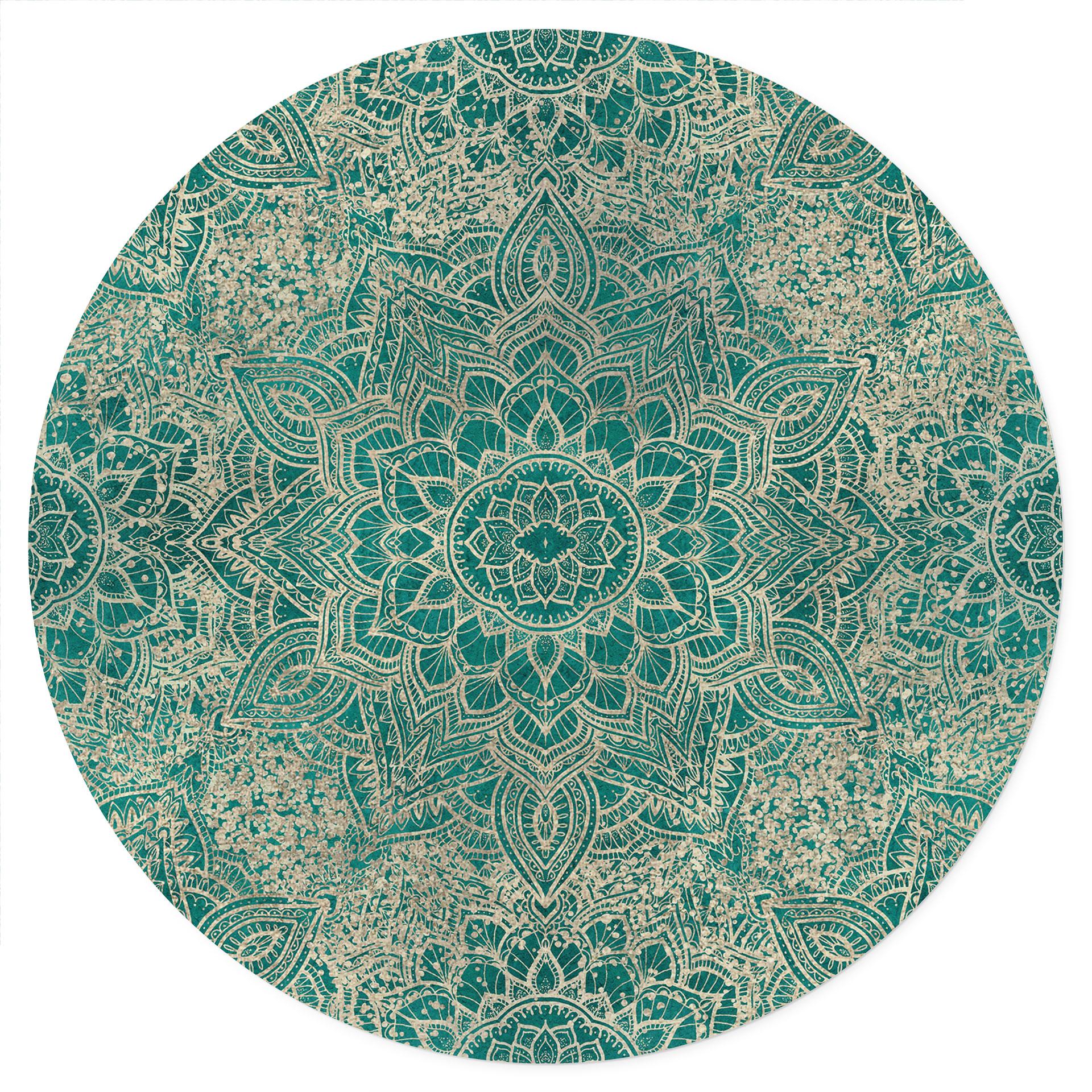 Adesivo murale Mandala Boho oro-verde - Bloomery Decor - Rotondo