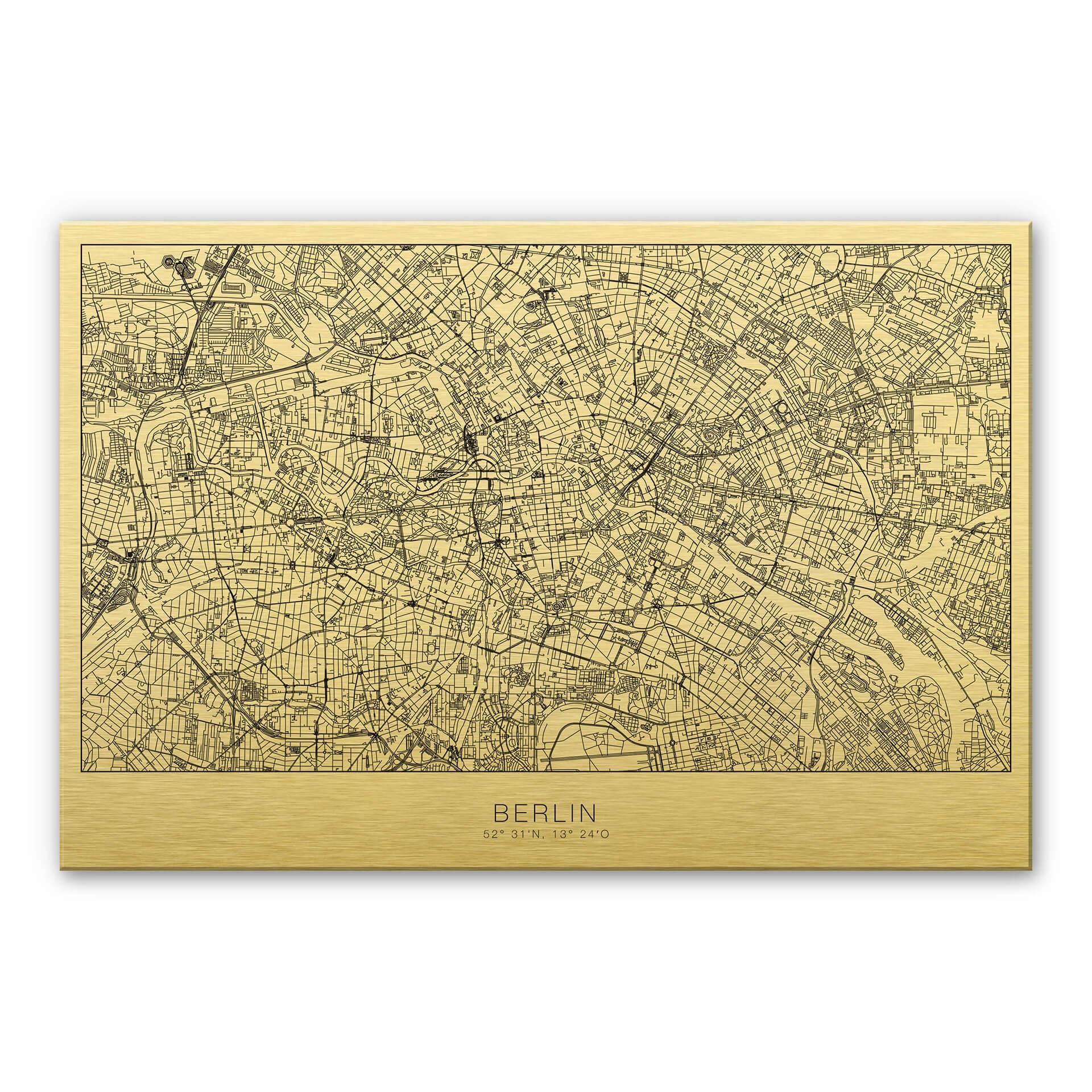 Alu-Dibond goud effect - Plattegrond Berlijn